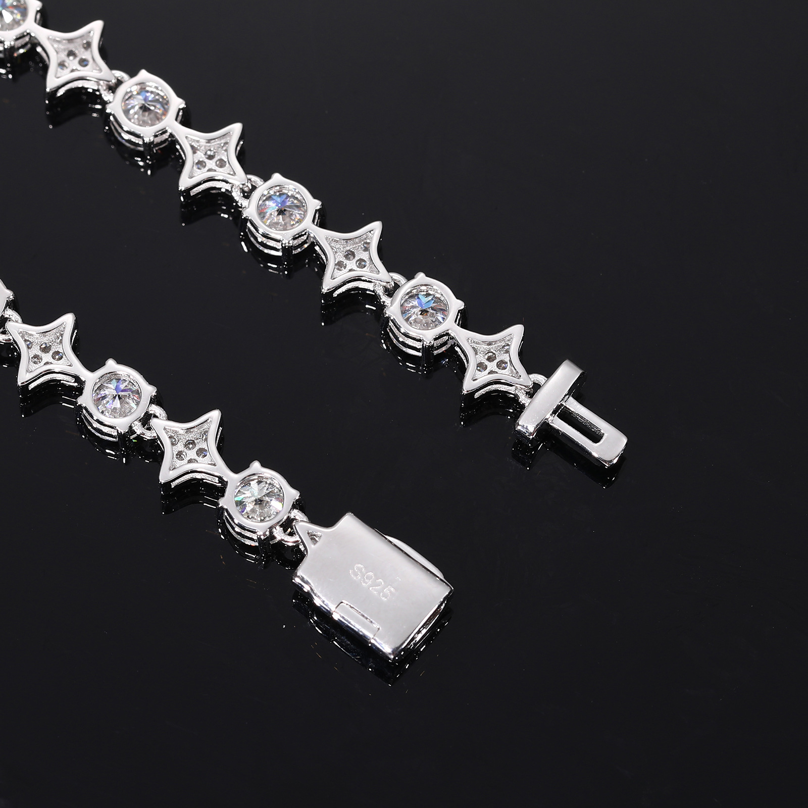 Star Link Moissanite Tennis Bracelet – 4.5mm Round Stones - Image 8