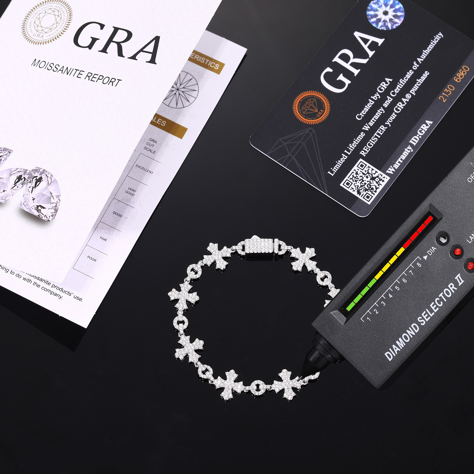 Moissanite Pavé Cross Link Bracelet – 12mm - Image 5