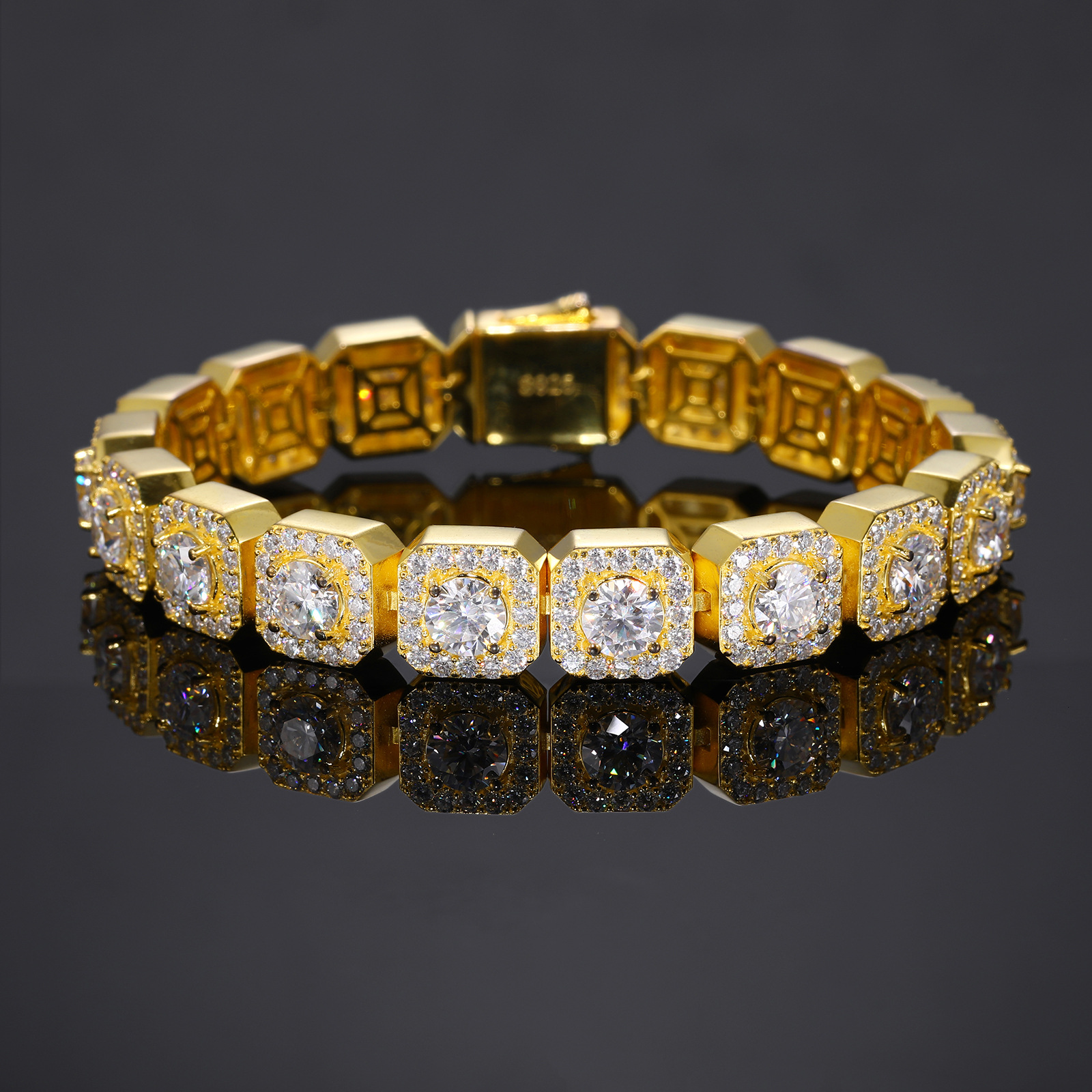 Moissanite Square Halo Tennis Bracelet – 8mm - Image 4