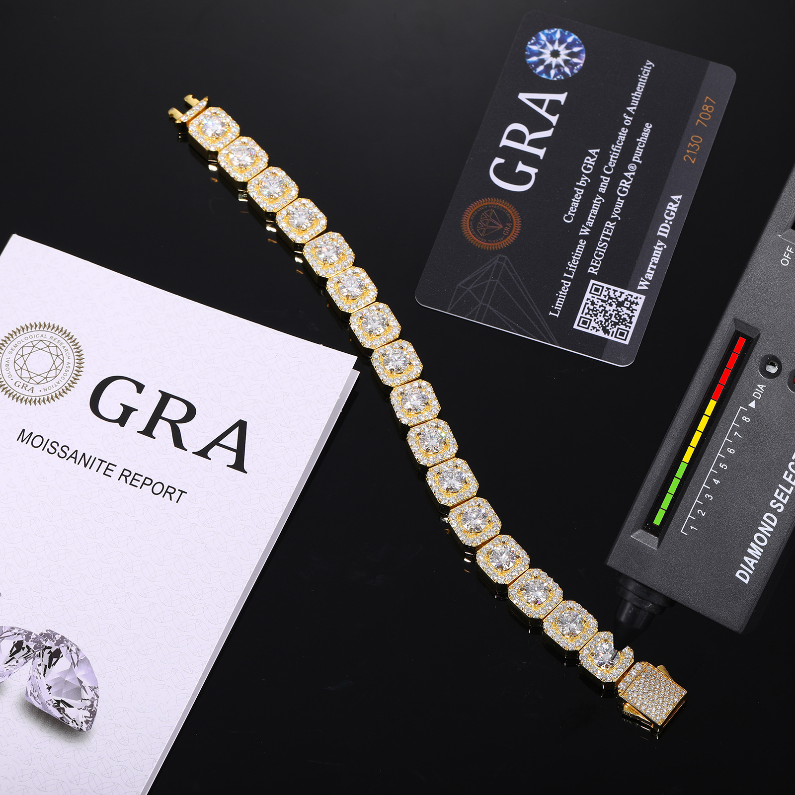 Moissanite Square Halo Tennis Bracelet – 8mm - Image 5