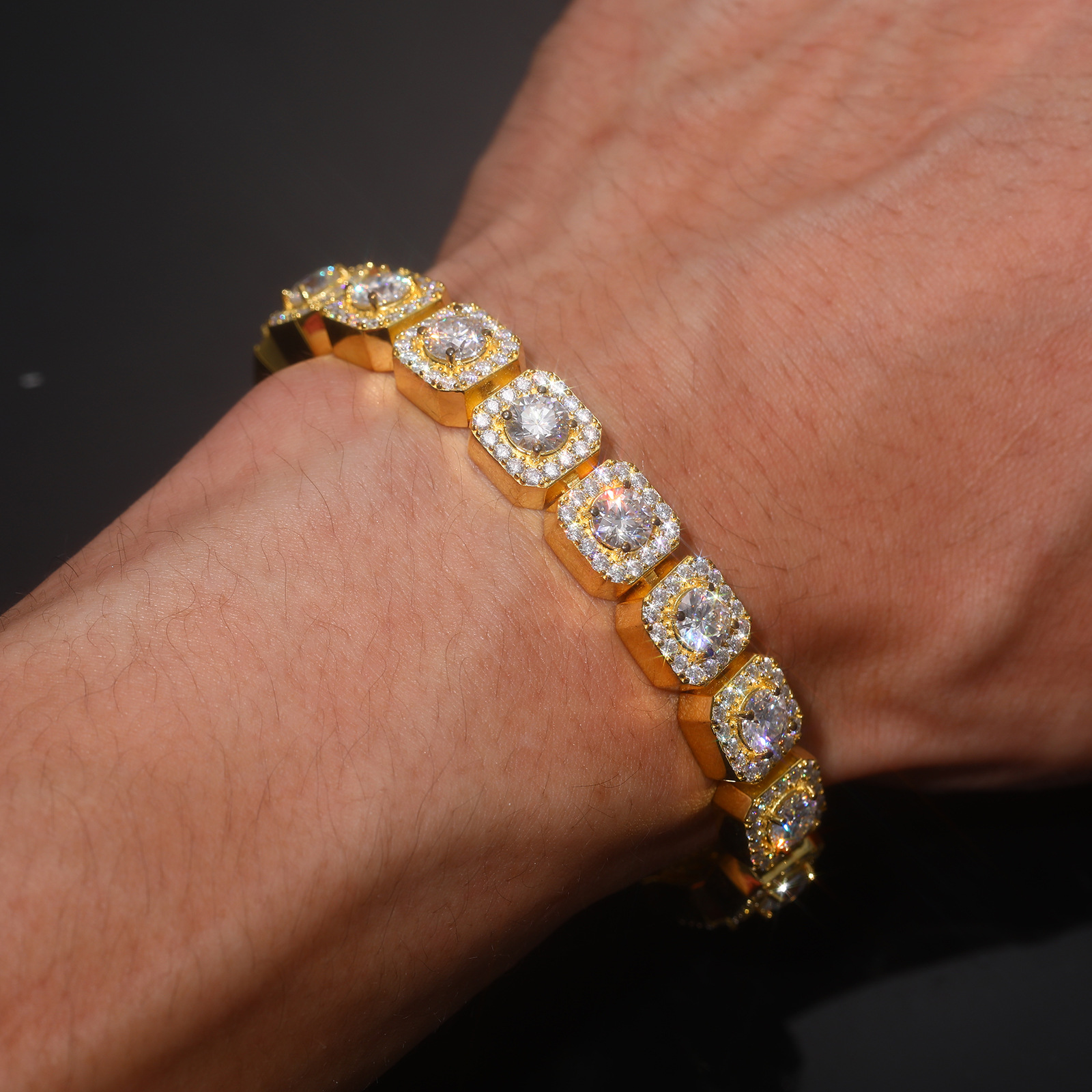 Moissanite Square Halo Tennis Bracelet – 8mm - Image 6