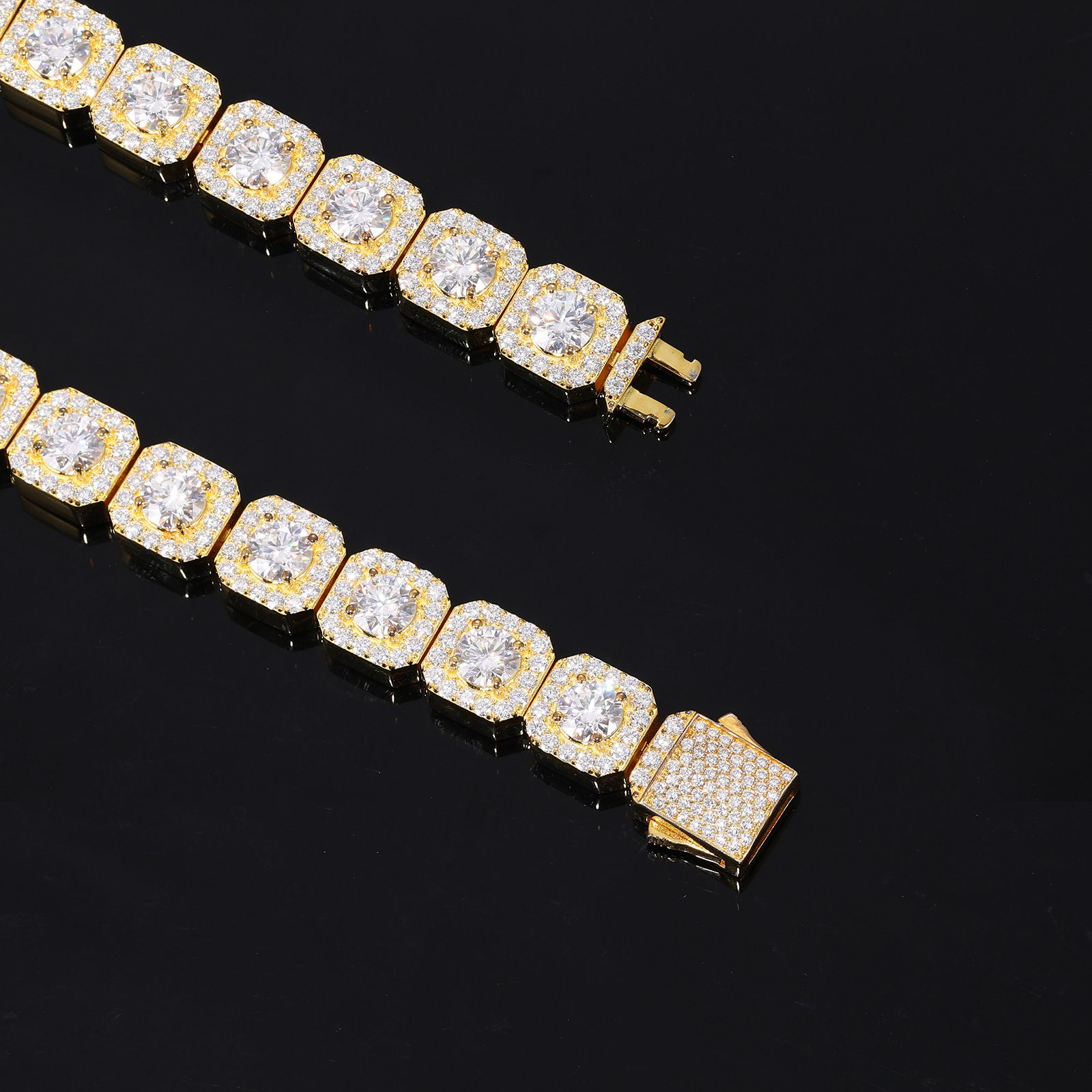 Moissanite Square Halo Tennis Bracelet – 8mm - Image 7