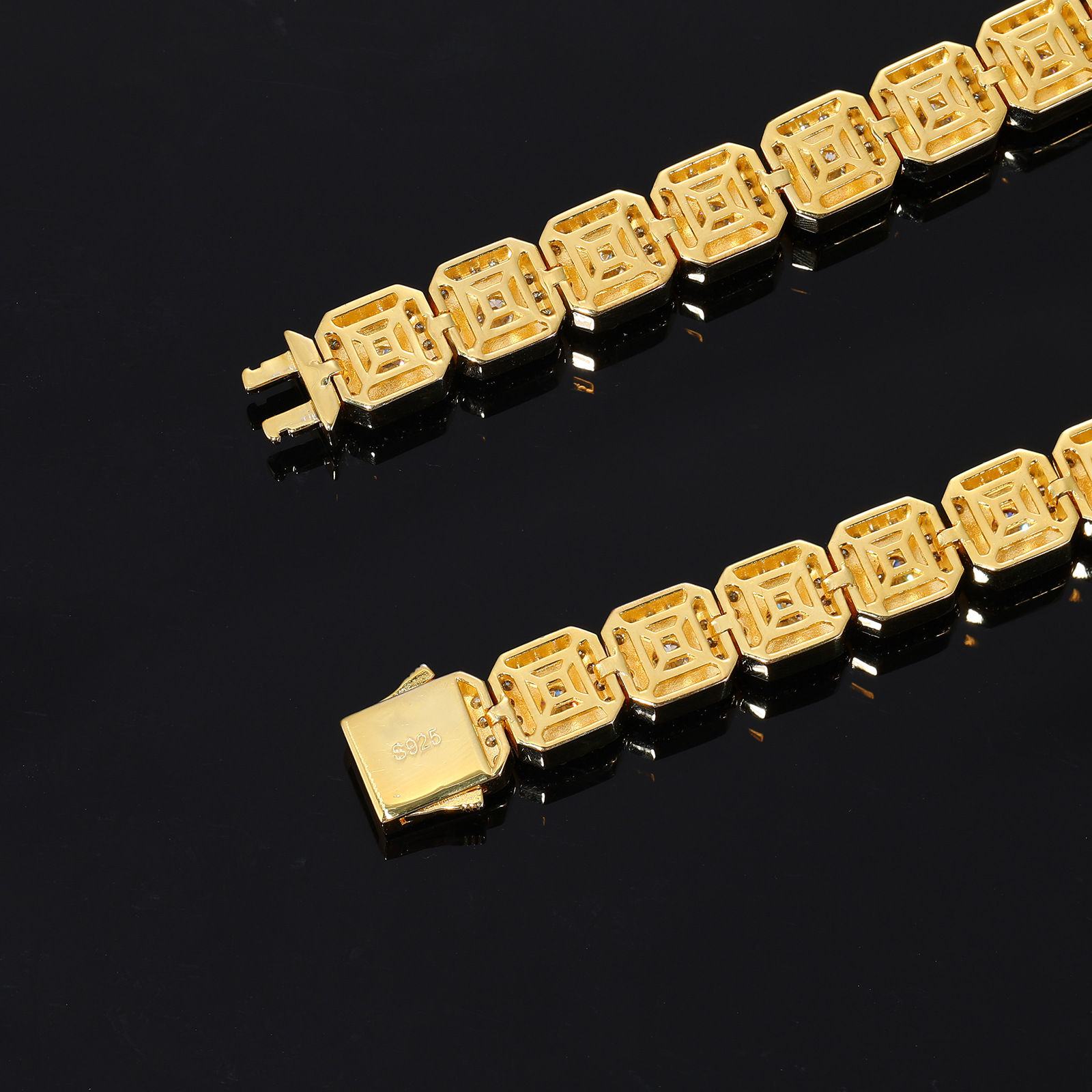 Moissanite Square Halo Tennis Bracelet – 8mm - Image 8