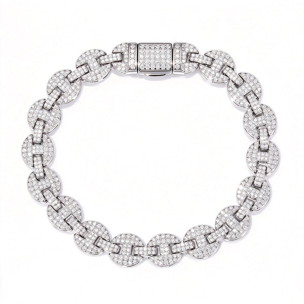Pavé Mariner Link Moissanite Bracelet – 8mm