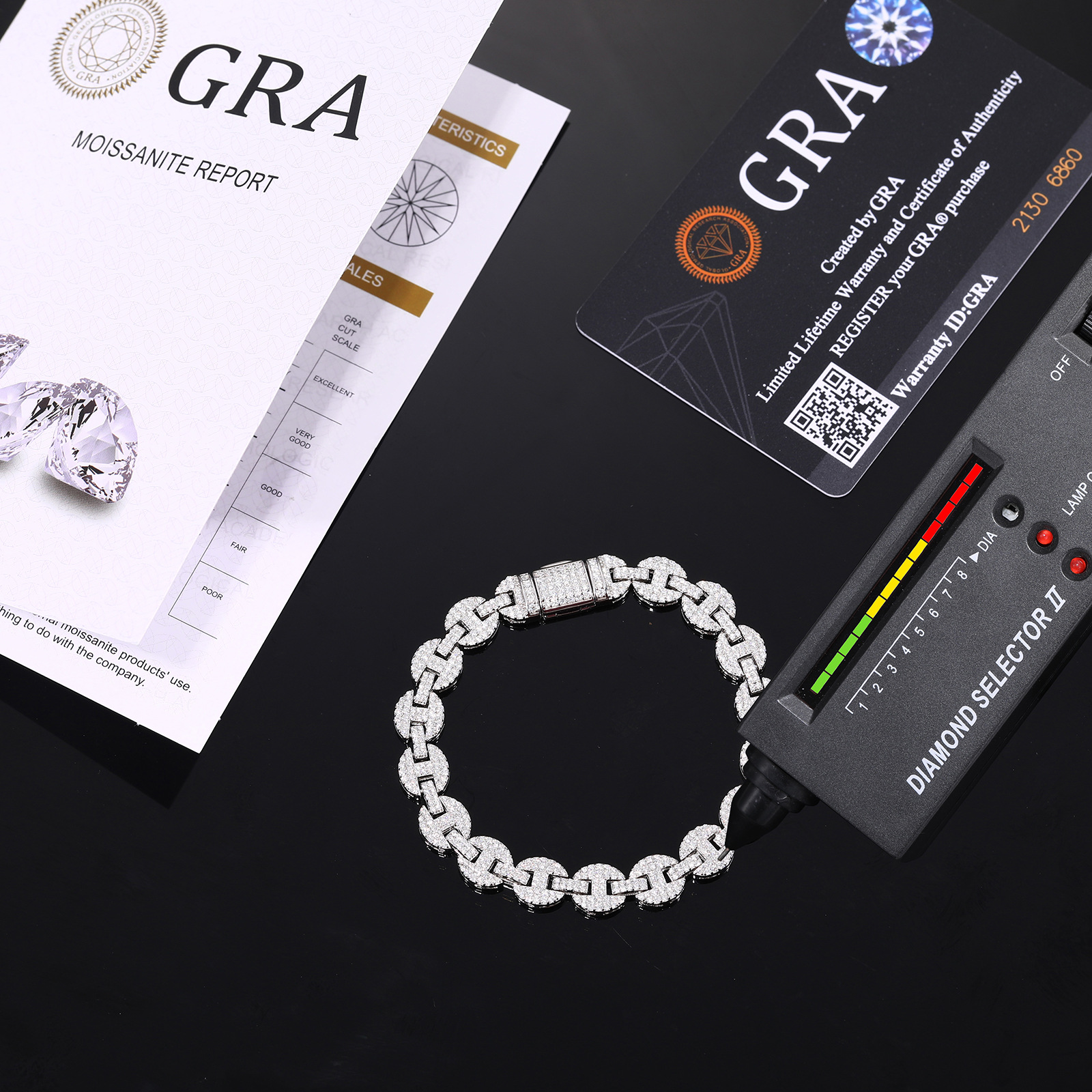 Pavé Mariner Link Moissanite Bracelet – 8mm - Image 4