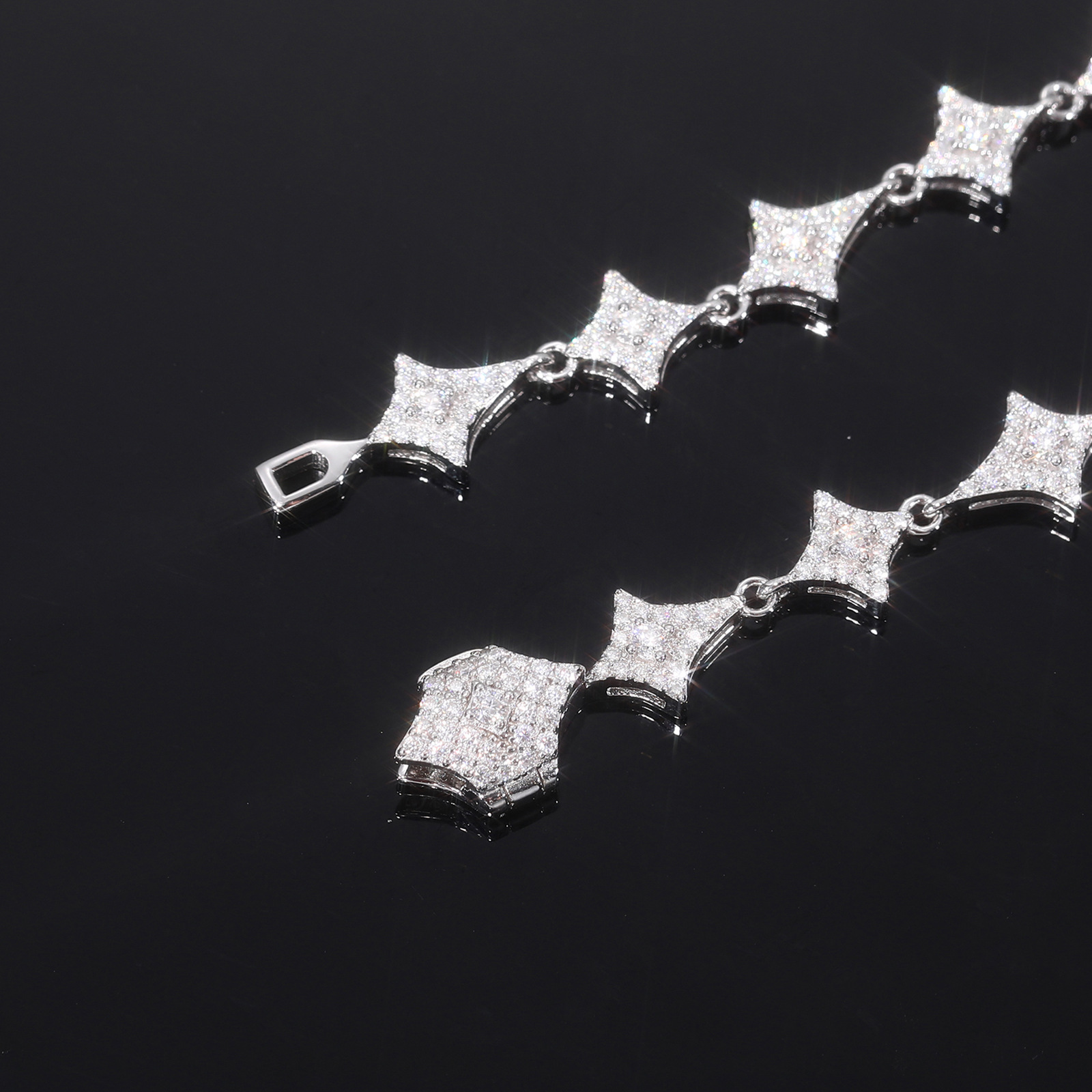 Four-Point Star Moissanite Link Bracelet – 8mm - Image 5