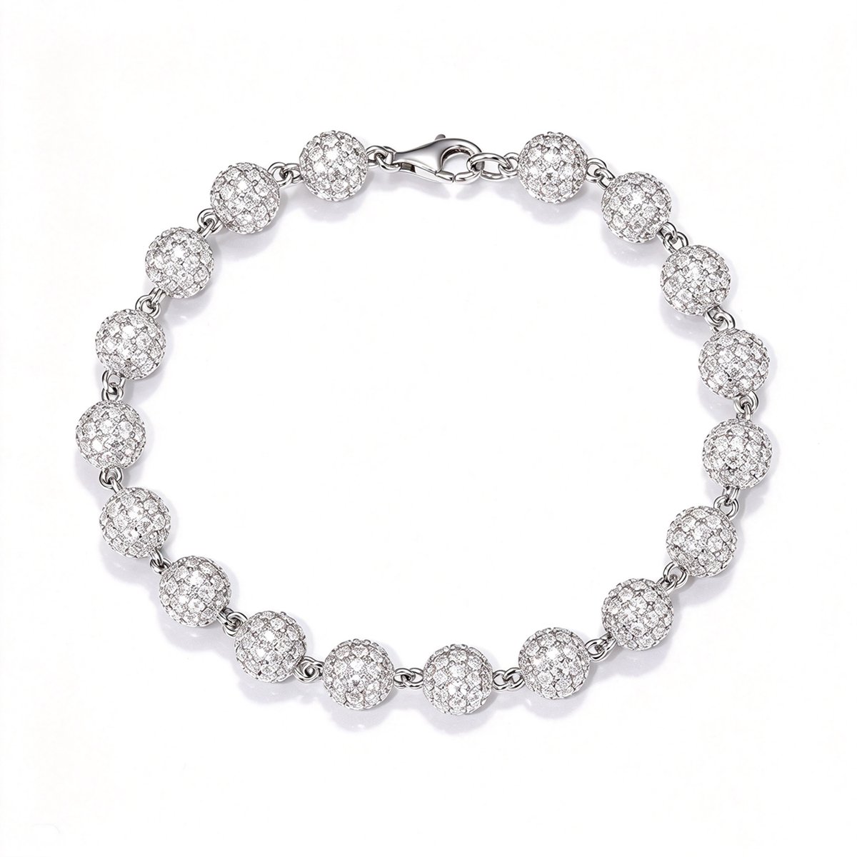 Pavé Ball Moissanite Bead Bracelet – 5mm