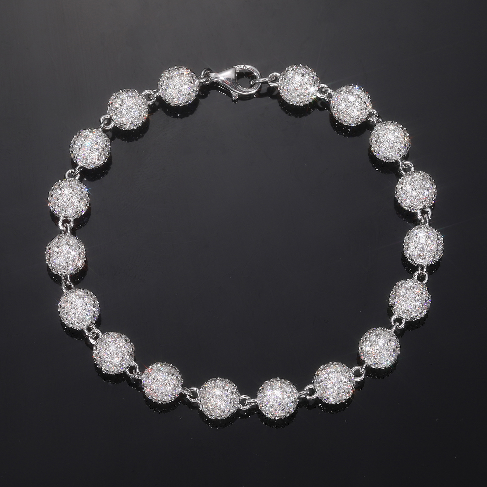 Pavé Ball Moissanite Bead Bracelet – 5mm - alternate view