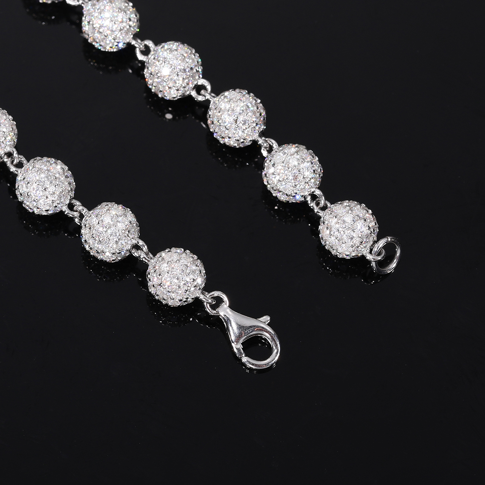 Pavé Ball Moissanite Bead Bracelet – 5mm - Image 6