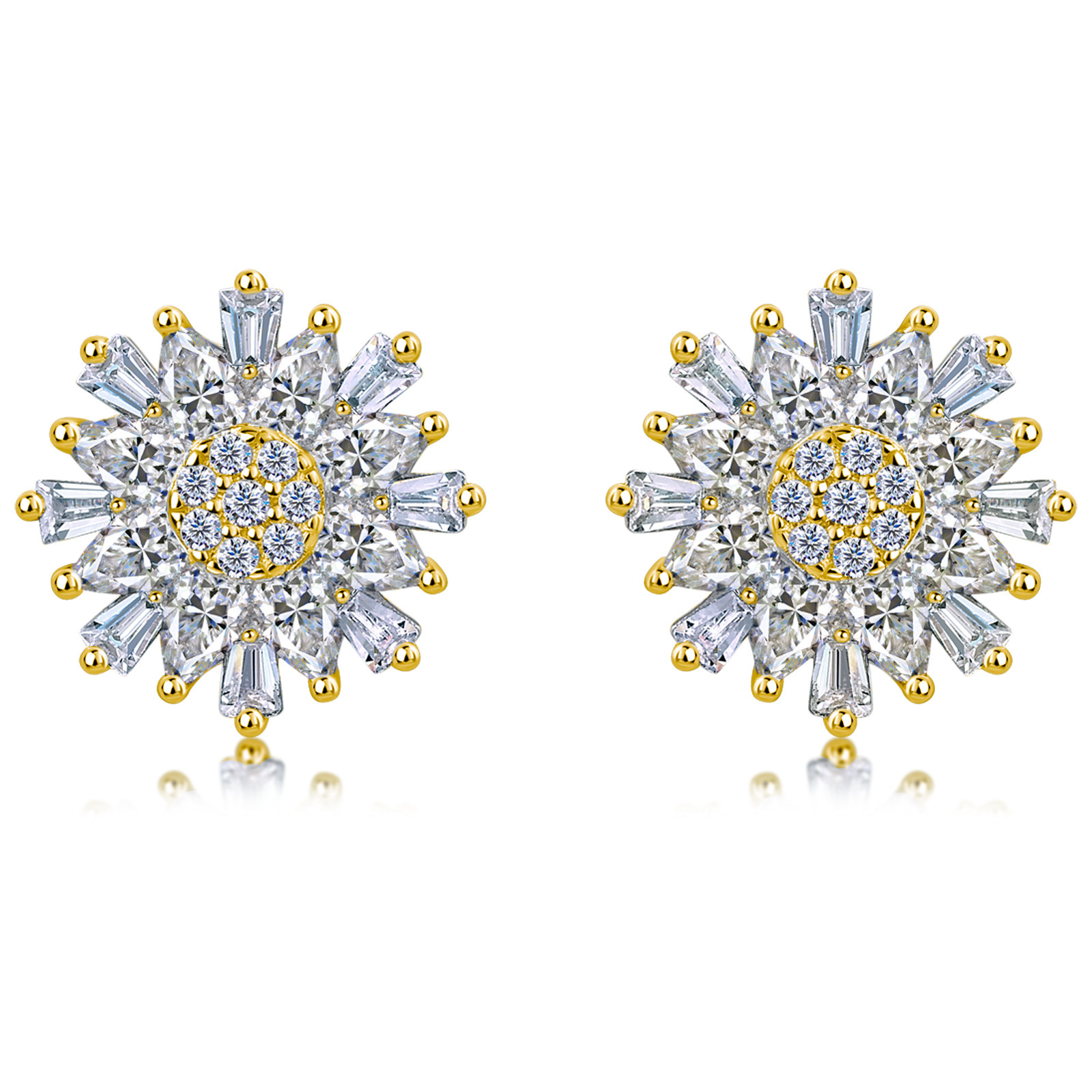 Pear & Baguette Moissanite Snowflake Stud Earrings – 0.8ct DEW Each - Image 3