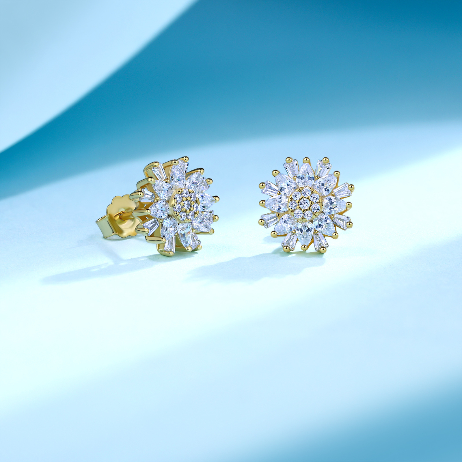 Pear & Baguette Moissanite Snowflake Stud Earrings – 0.8ct DEW Each - Image 5