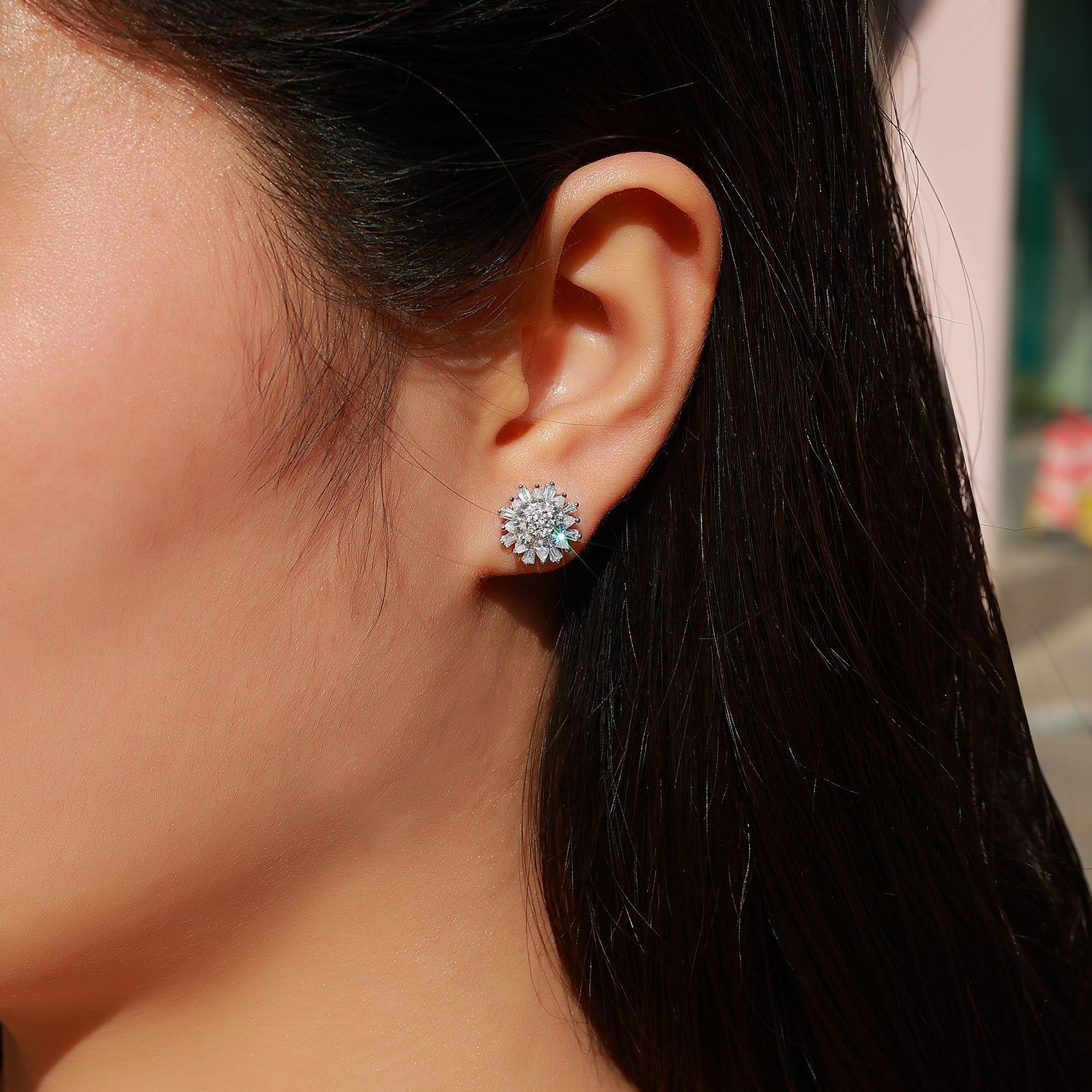 Pear & Baguette Moissanite Snowflake Stud Earrings – 0.8ct DEW Each - Image 6