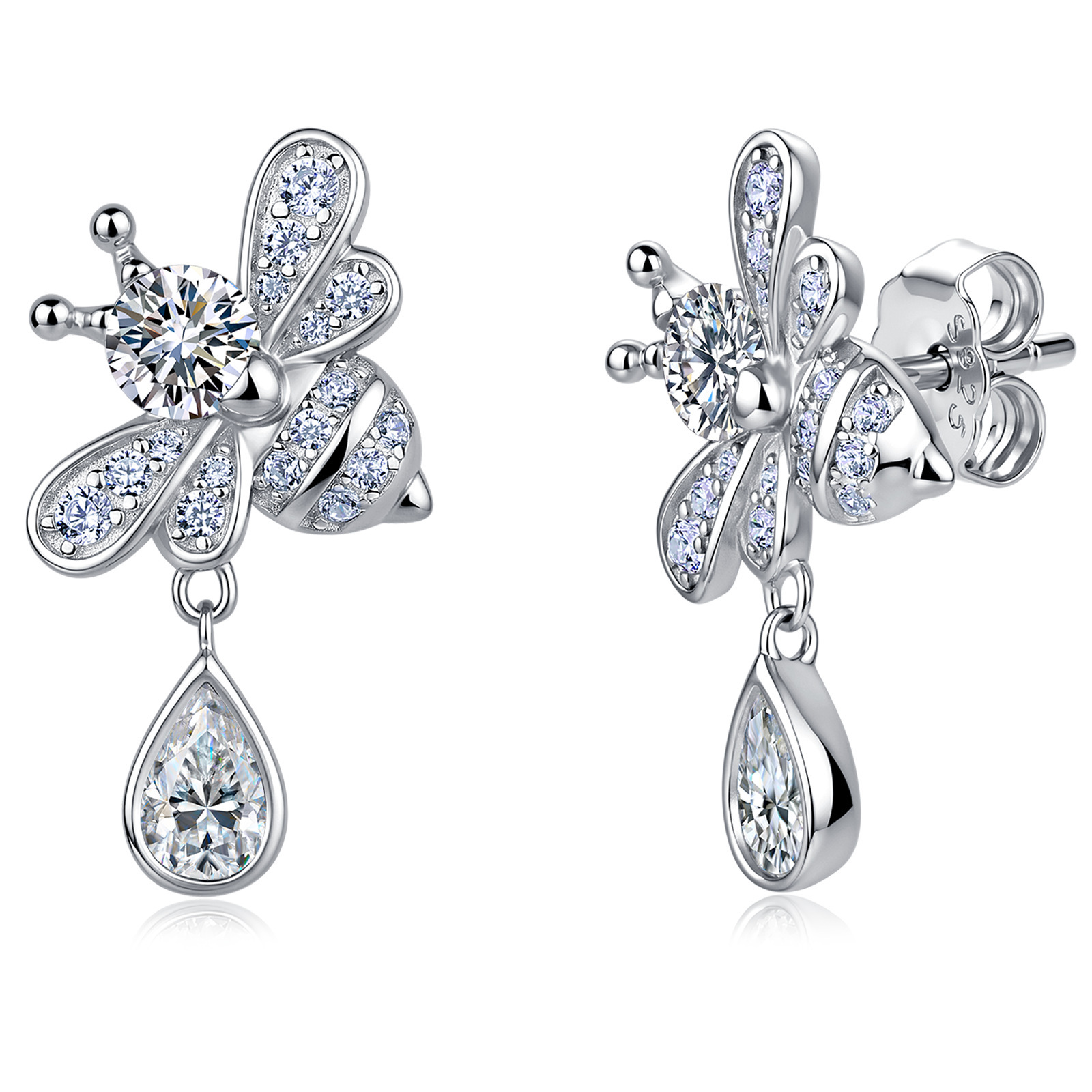 Moissanite Bee Earrings with Pear Drop – 0.67ct DEW Each