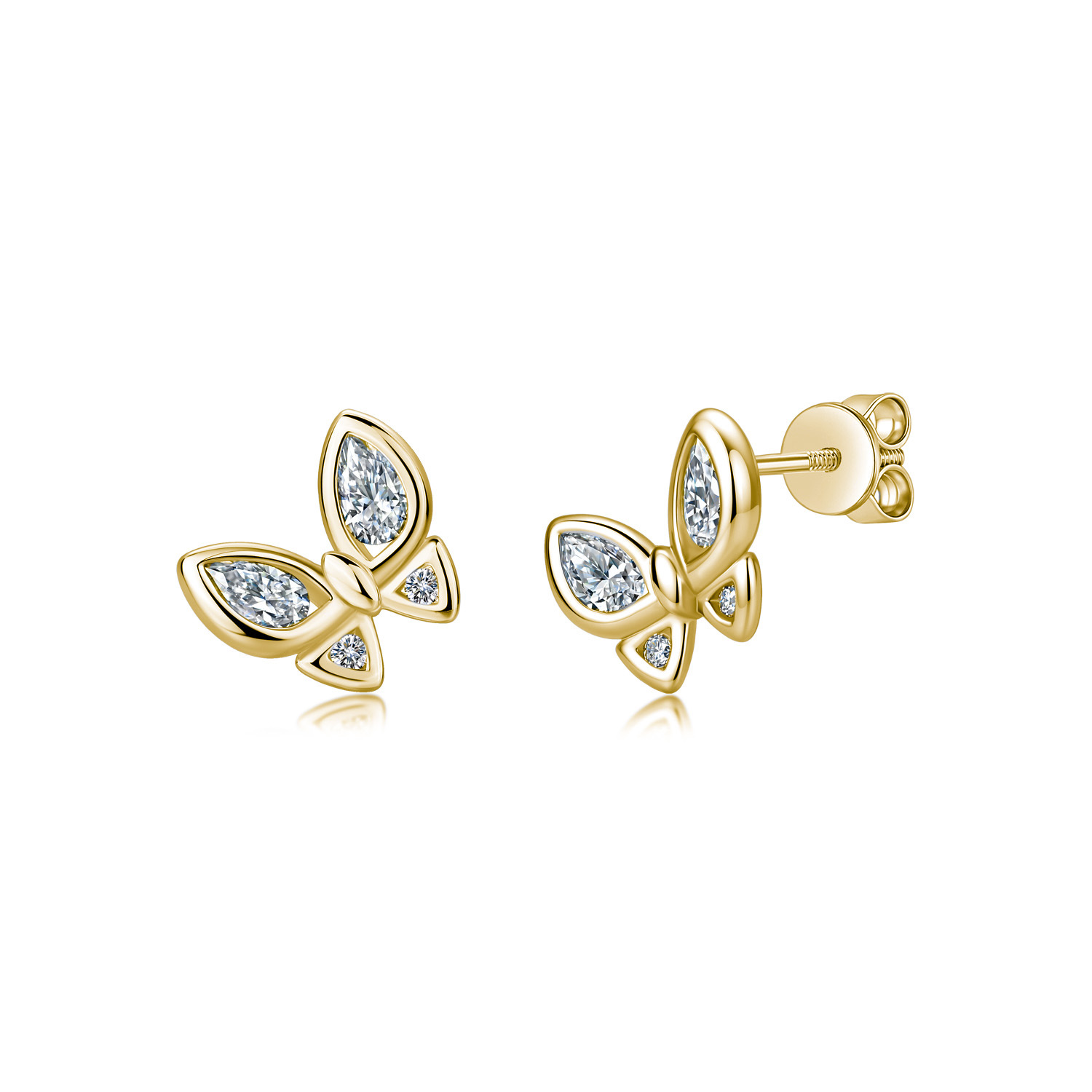 Pear Moissanite Bezel Butterfly Stud Earrings – 0.4ct DEW Each - Image 3