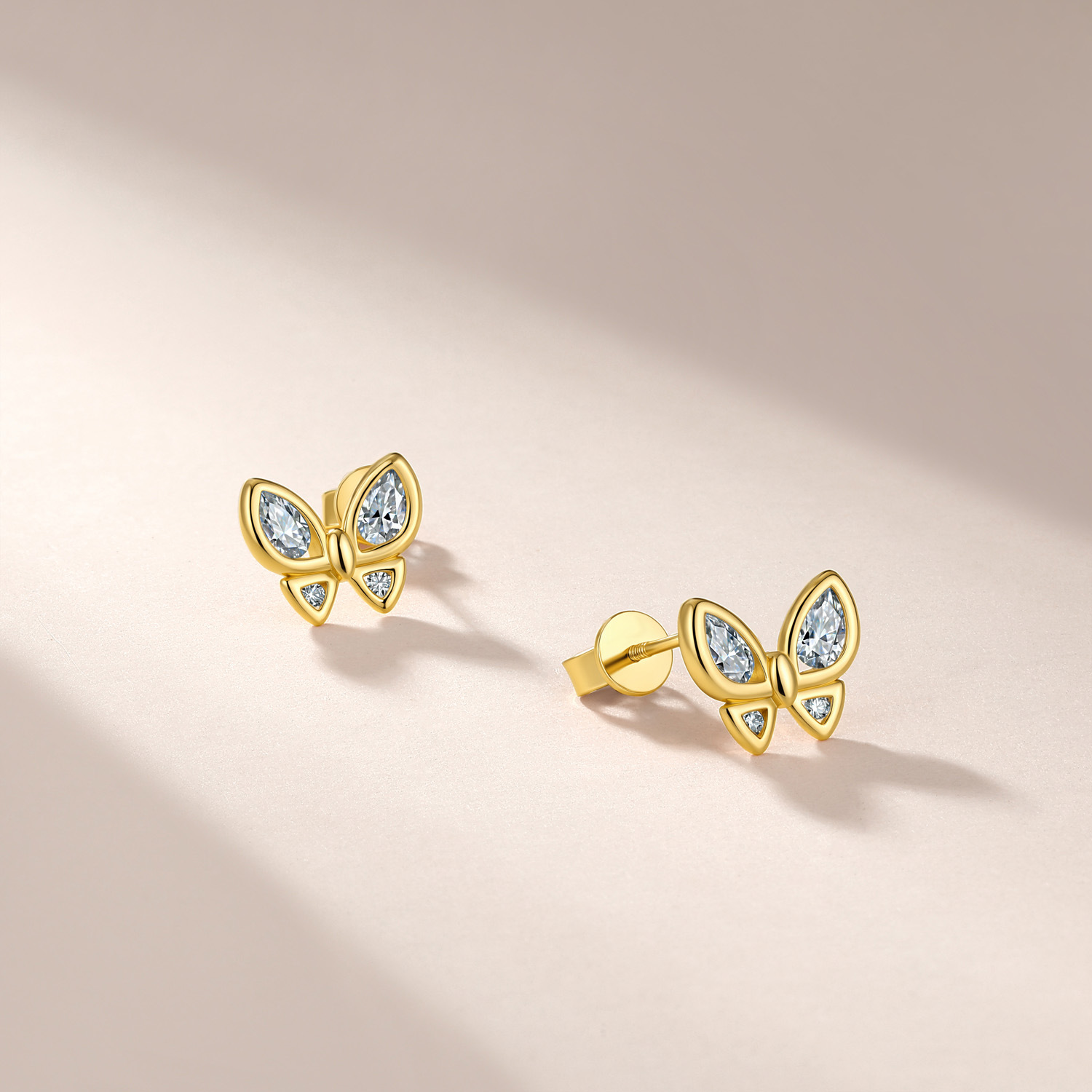 Pear Moissanite Bezel Butterfly Stud Earrings – 0.4ct DEW Each - Image 5