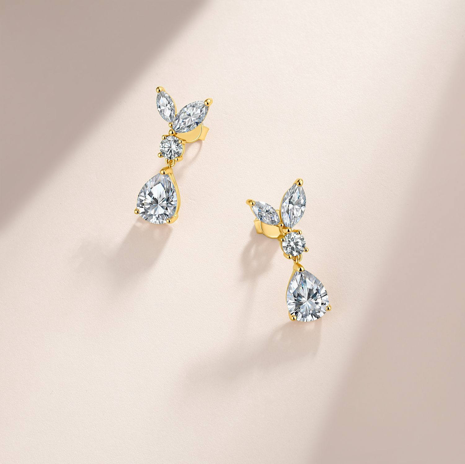 Pear Moissanite Marquise Leaf Drop Earrings – 2.9ct DEW Each - Image 4