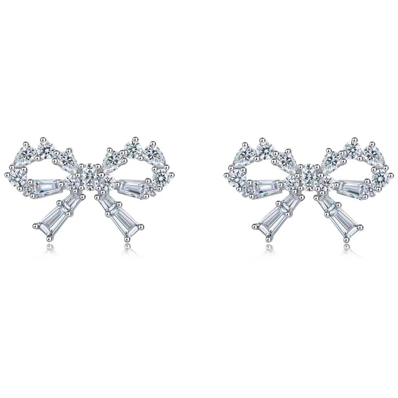 Baguette Moissanite Bow Stud Earrings – 0.75ct DEW Each