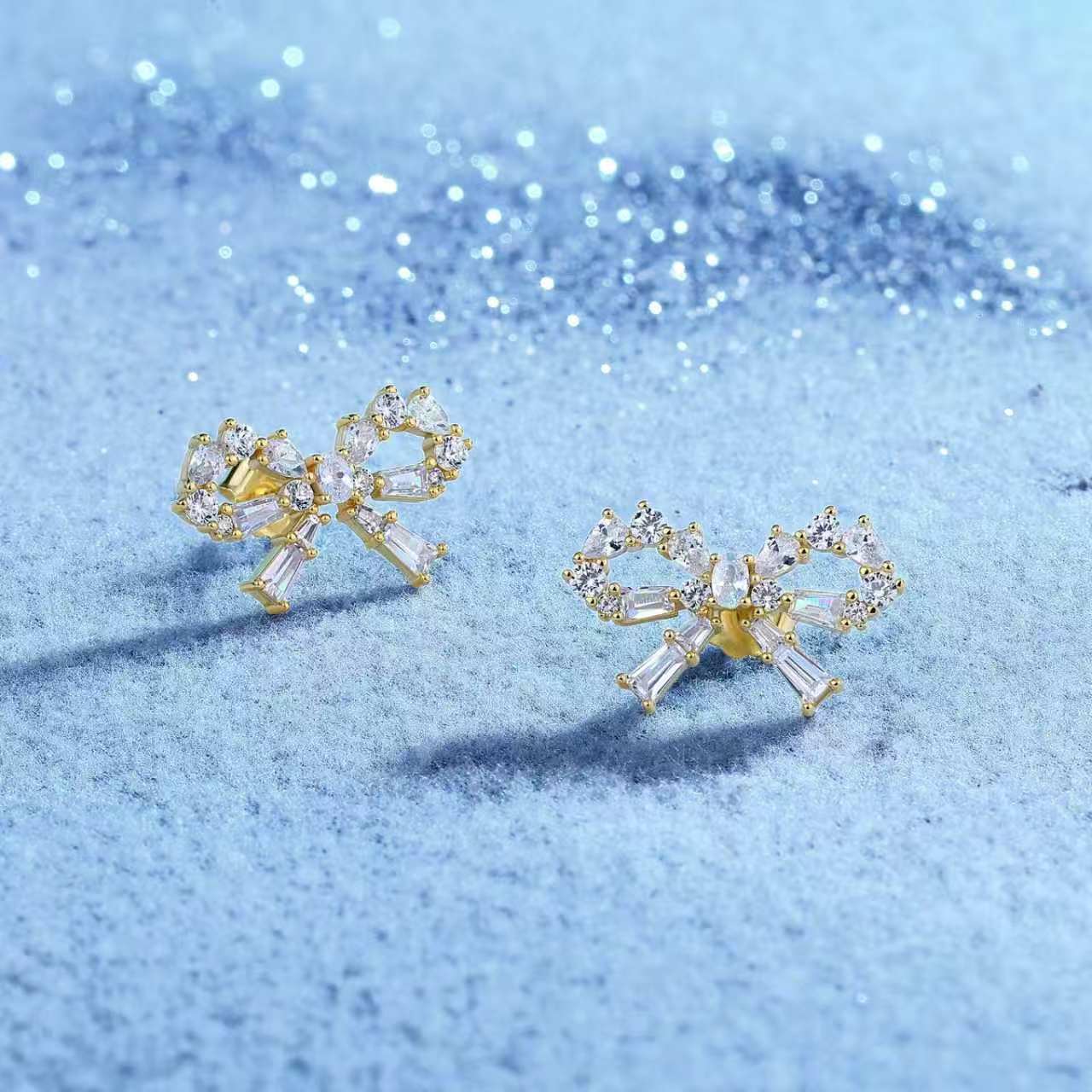 Baguette Moissanite Bow Stud Earrings – 0.75ct DEW Each - Image 5