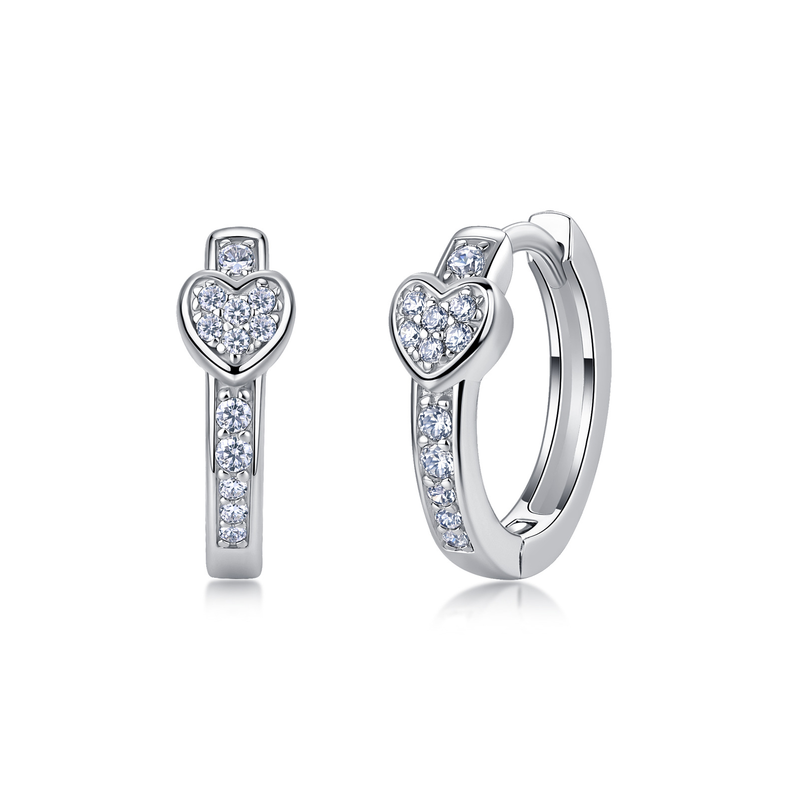 Moissanite Heart Huggie Earrings – 0.1ct DEW Each