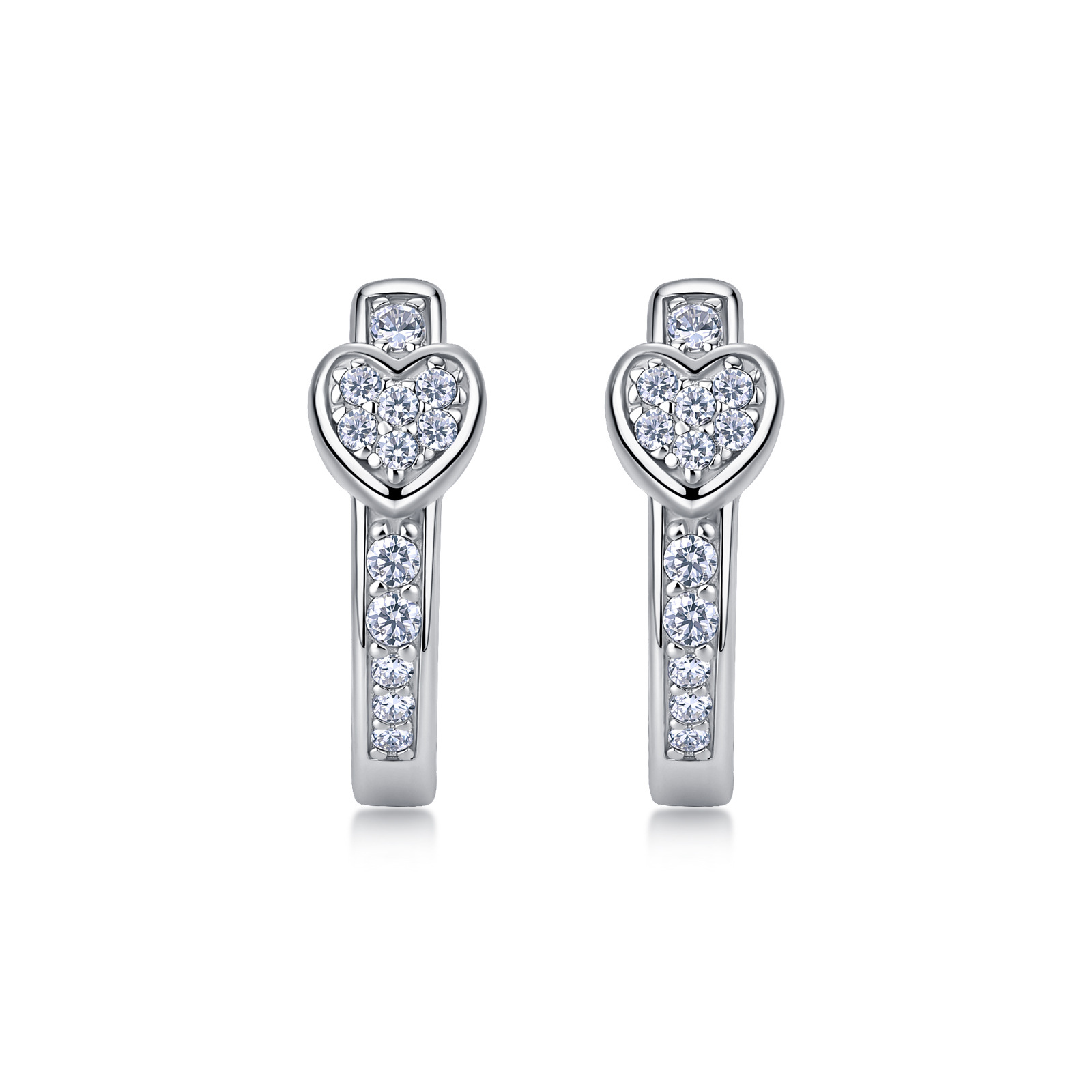 Moissanite Heart Huggie Earrings – 0.1ct DEW Each - alternate view
