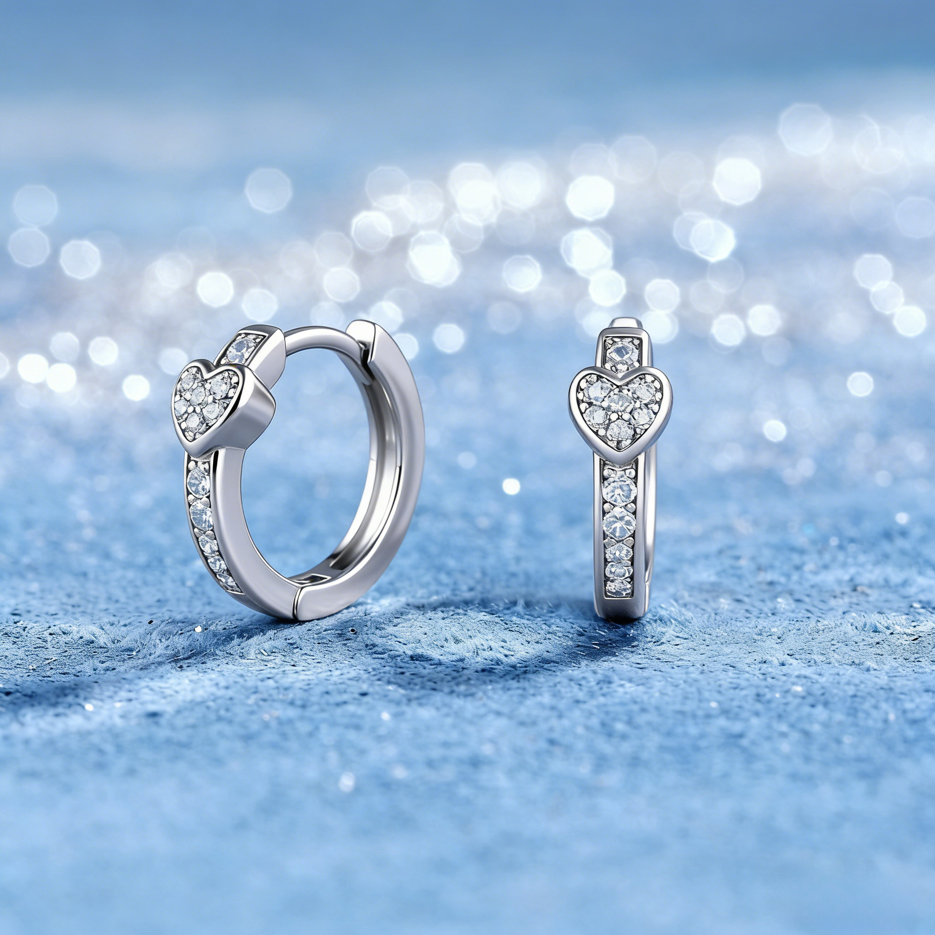 Moissanite Heart Huggie Earrings – 0.1ct DEW Each - Image 3