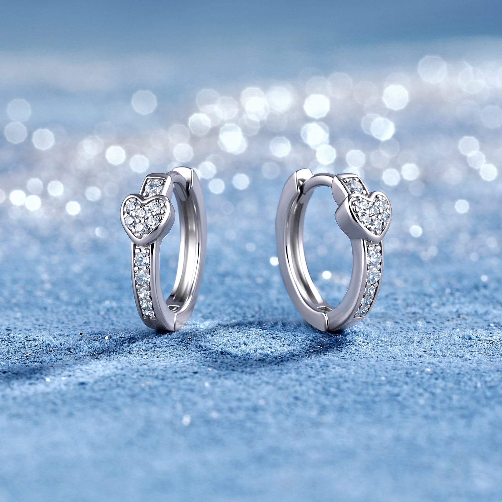 Moissanite Heart Huggie Earrings – 0.1ct DEW Each - Image 4