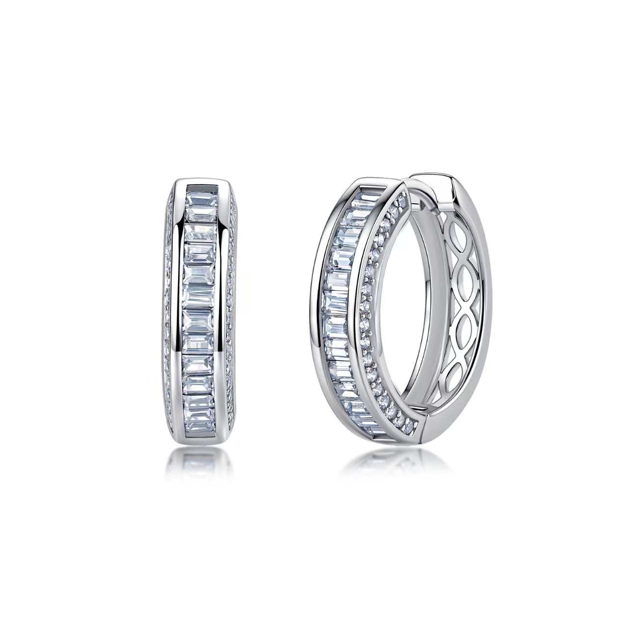 Baguette Moissanite Channel Hoop Earrings – 0.6ct DEW Each