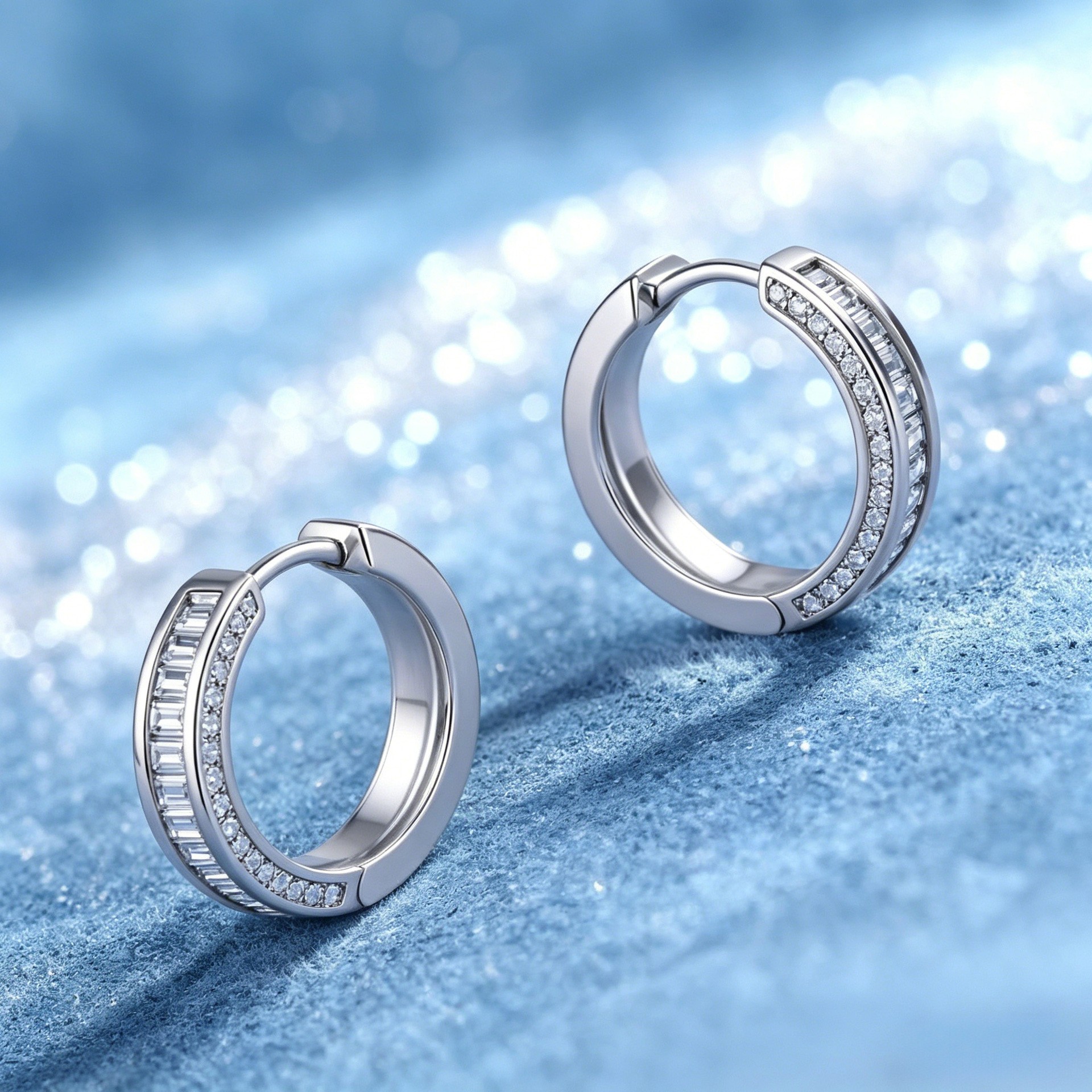 Baguette Moissanite Channel Hoop Earrings – 0.6ct DEW Each - Image 4