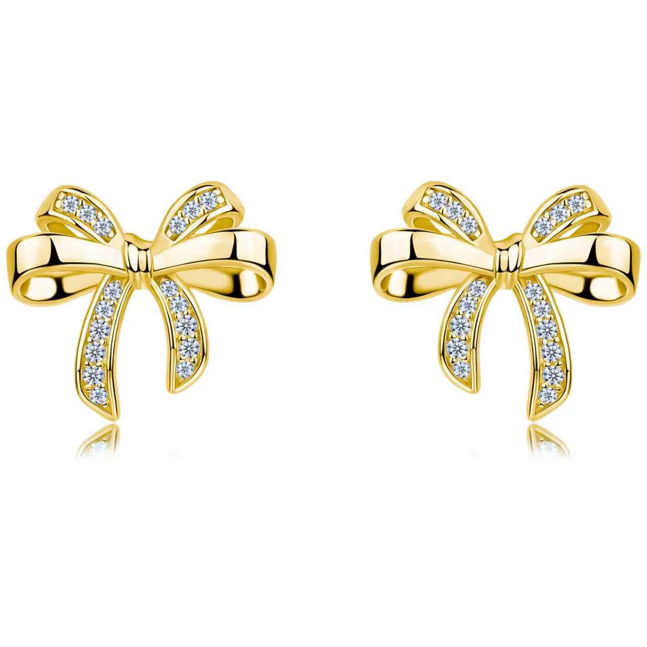 Pavé Bow Moissanite Stud Earrings – 0.11ct DEW Each - Image 3