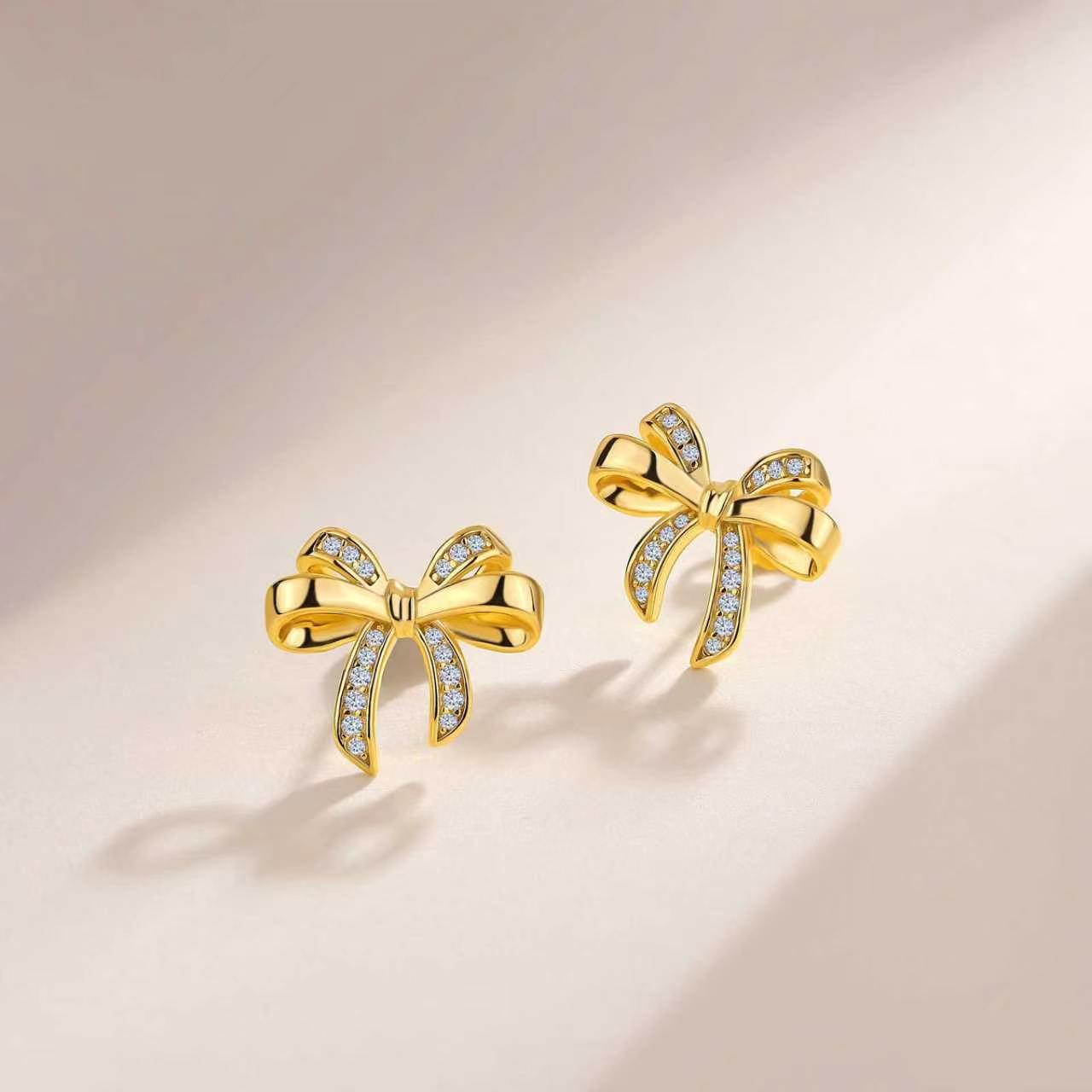 Pavé Bow Moissanite Stud Earrings – 0.11ct DEW Each - Image 5