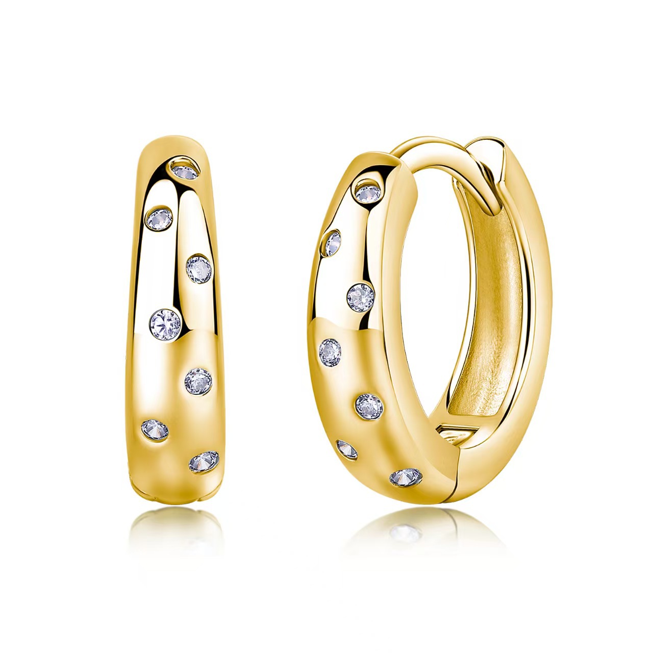 Scattered Moissanite Dome Huggie Earrings – 0.07ct DEW Each - Image 3