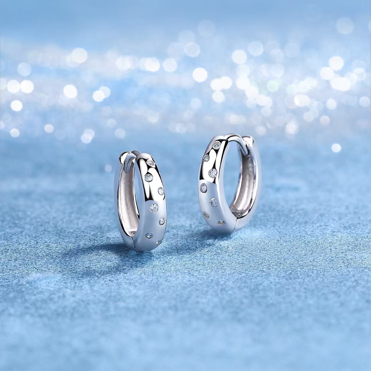 Scattered Moissanite Dome Huggie Earrings – 0.07ct DEW Each - Image 4