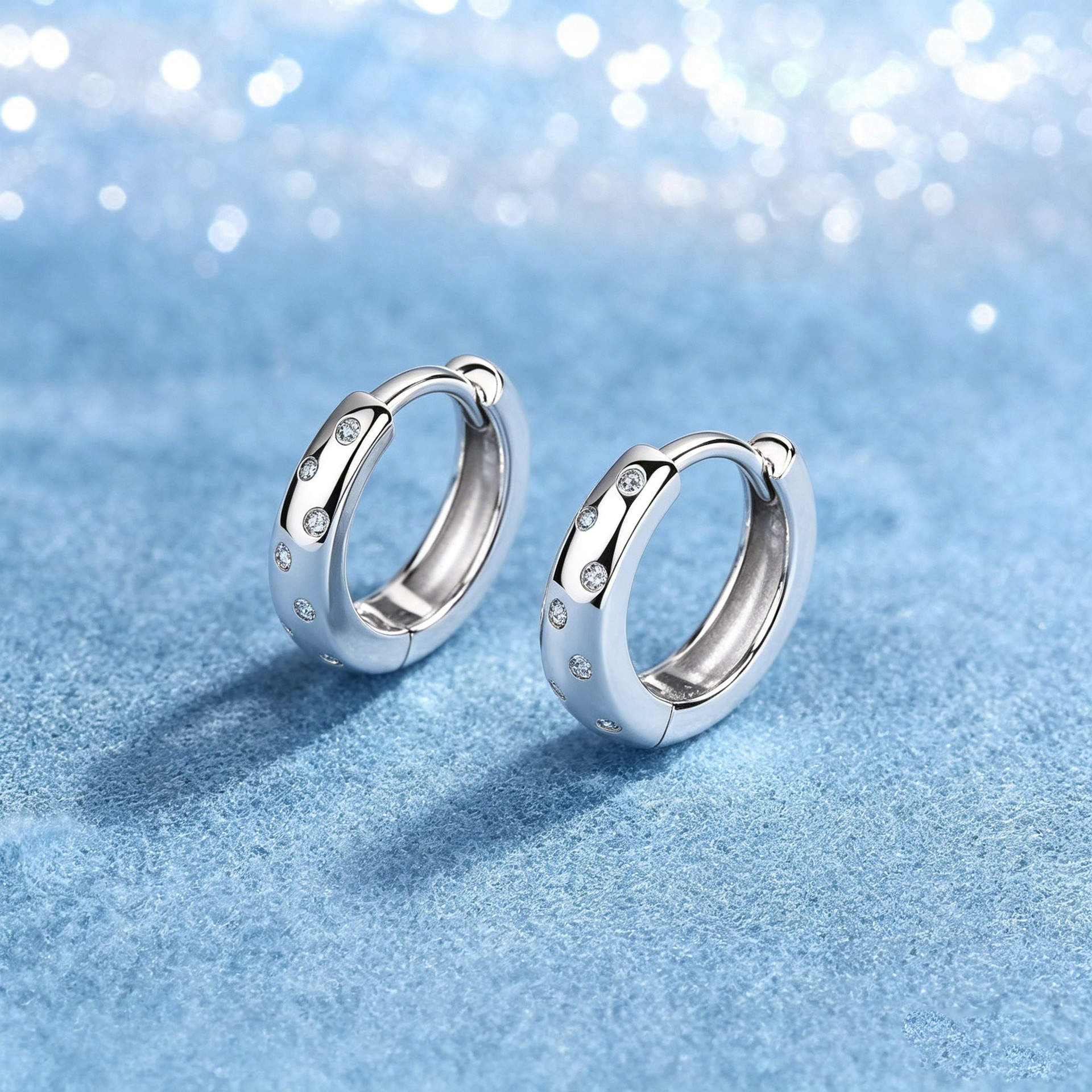 Scattered Moissanite Dome Huggie Earrings – 0.07ct DEW Each - Image 5
