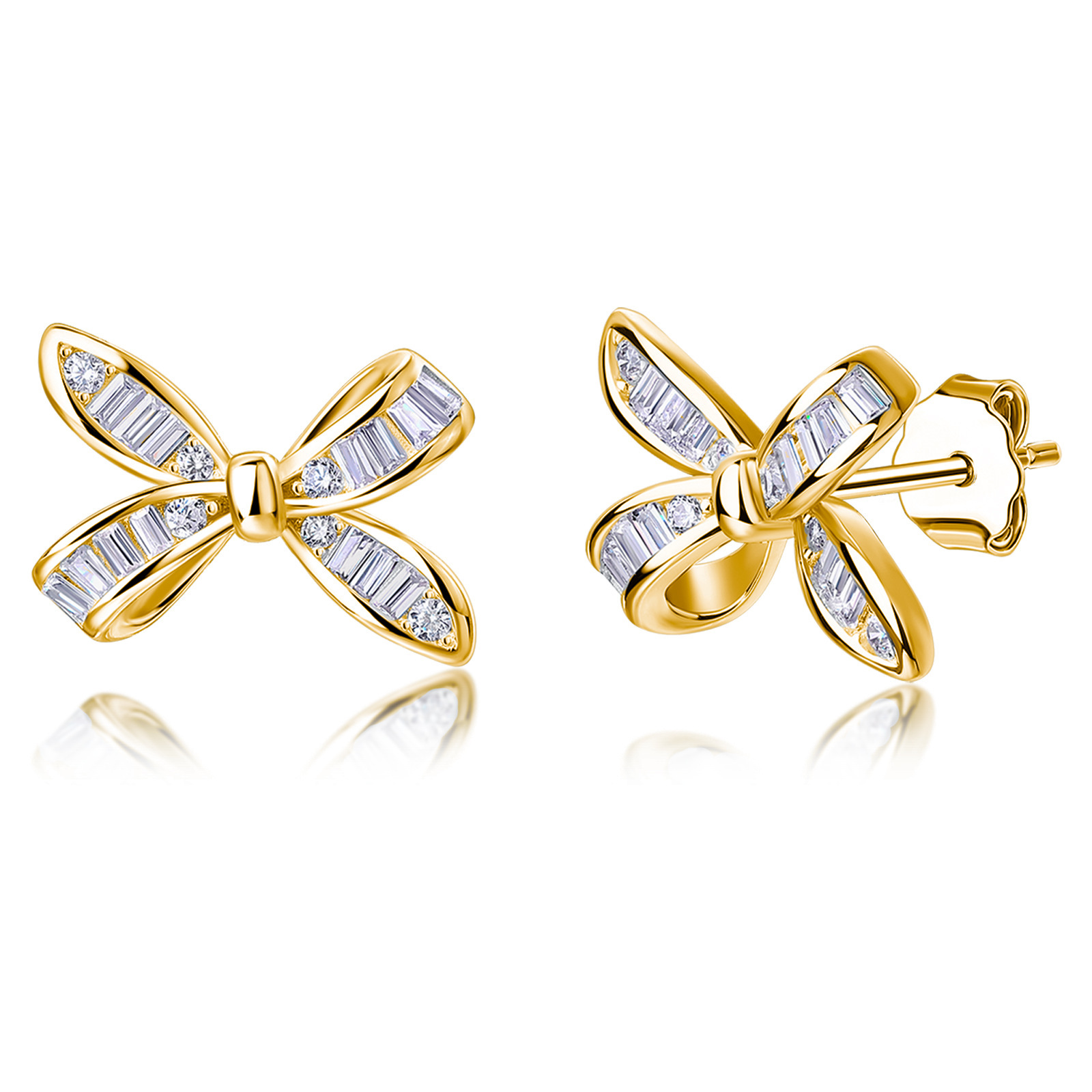 Baguette Bow Moissanite Stud Earrings – 0.3ct DEW Each - alternate view