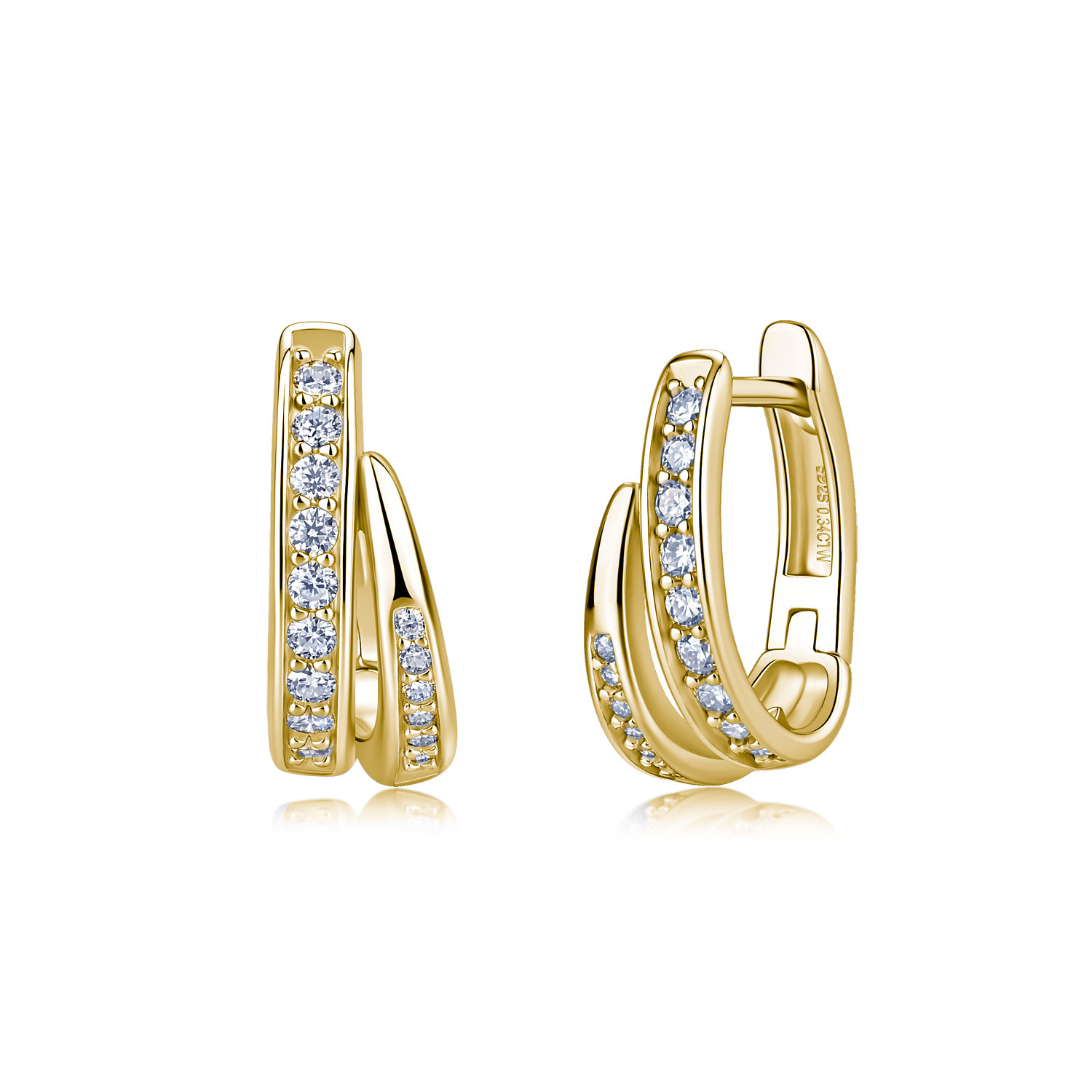 Double-Row Moissanite Huggie Earrings – 0.17ct DEW Each - Image 3