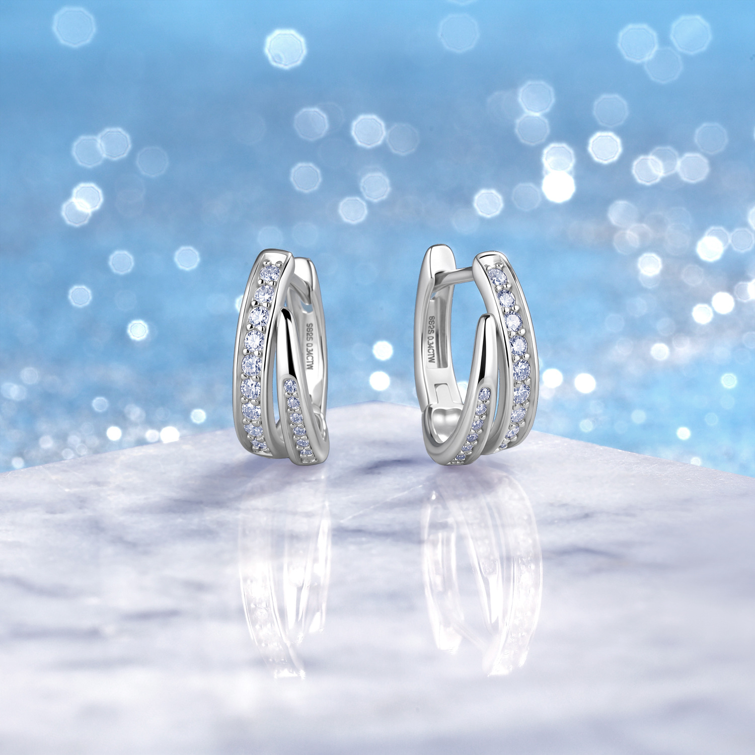 Double-Row Moissanite Huggie Earrings – 0.17ct DEW Each - Image 4