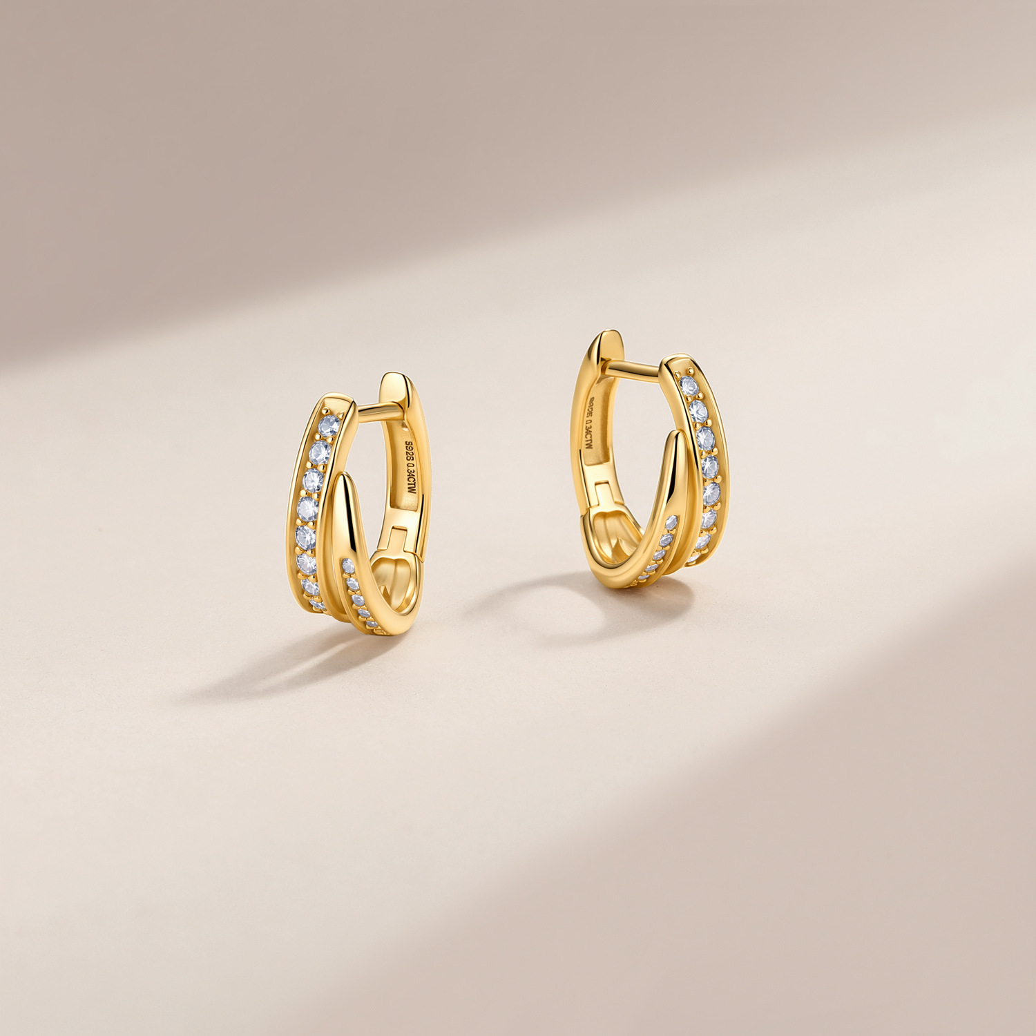 Double-Row Moissanite Huggie Earrings – 0.17ct DEW Each - Image 5