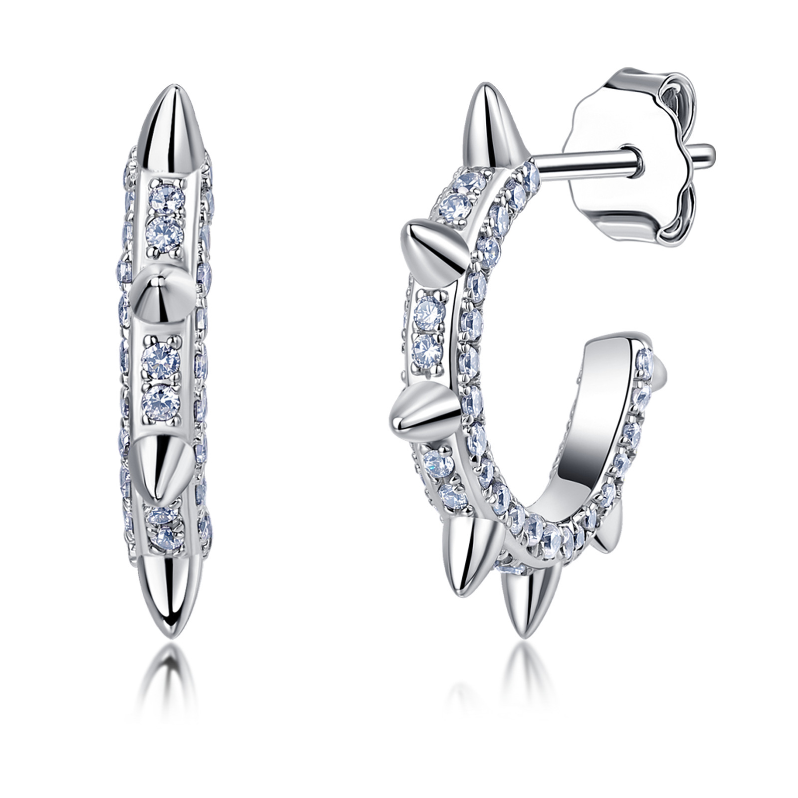 Pavé Moissanite Spike Hoop Earrings – 0.33ct DEW Each