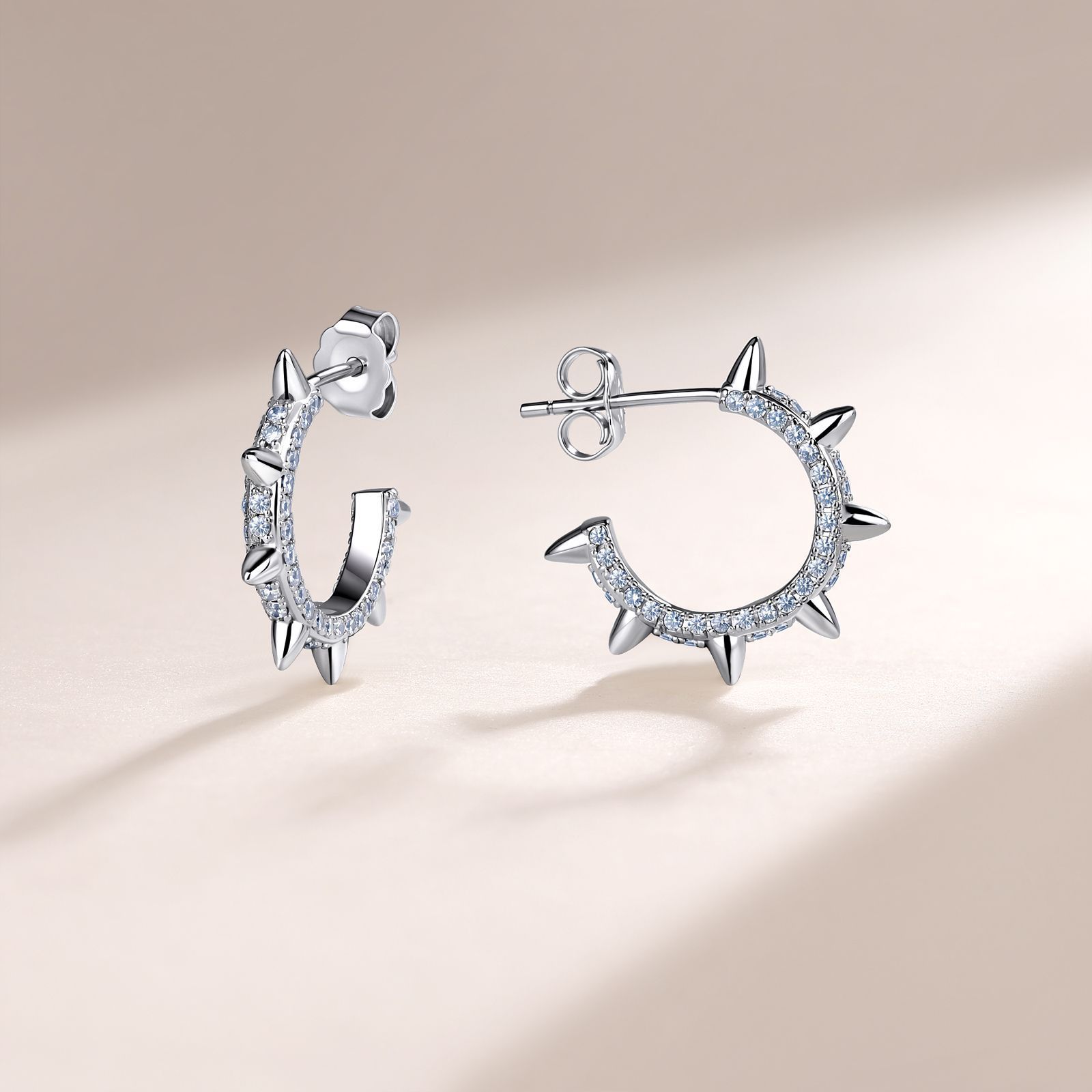 Pavé Moissanite Spike Hoop Earrings – 0.33ct DEW Each - Image 4