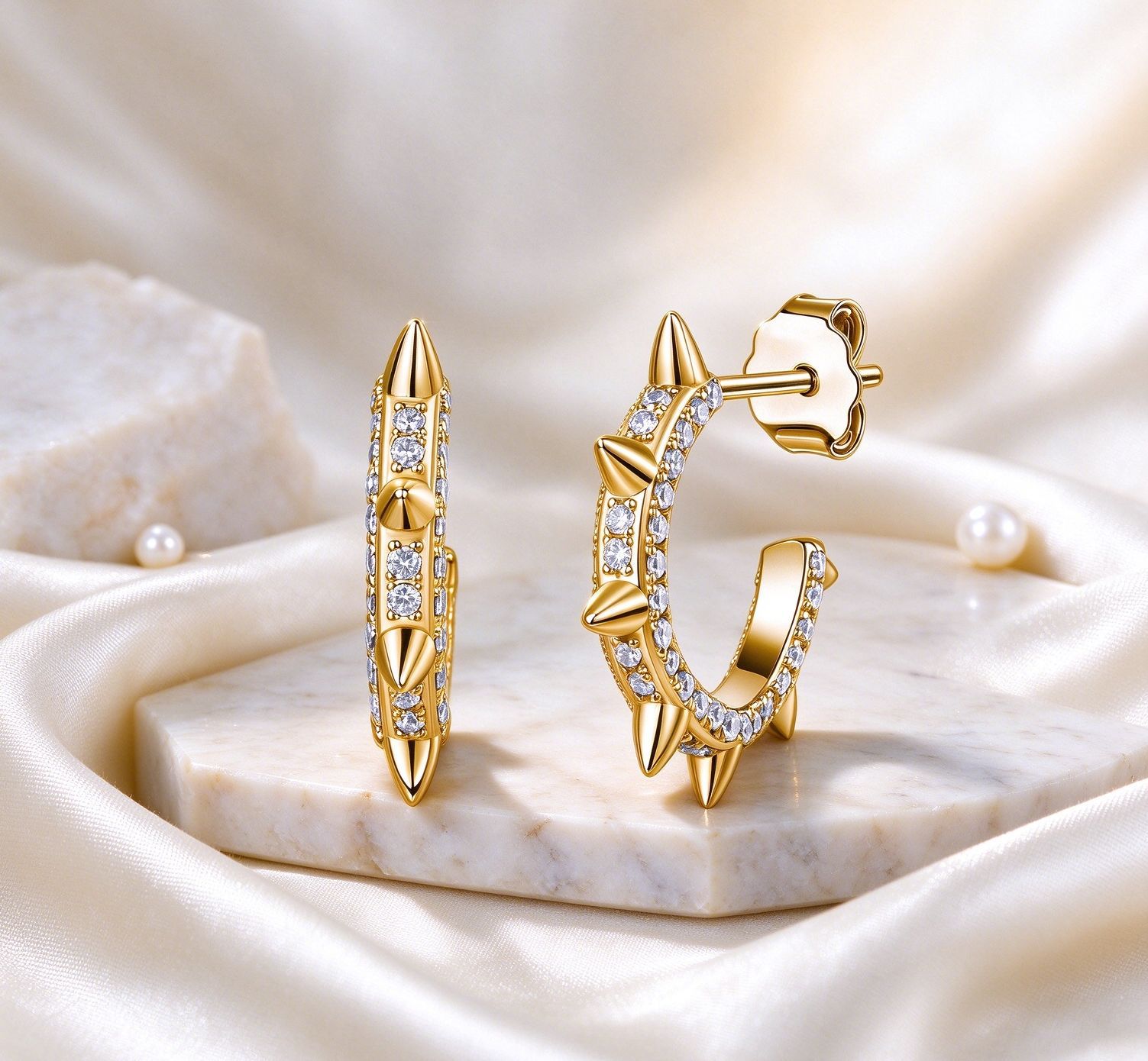 Pavé Moissanite Spike Hoop Earrings – 0.33ct DEW Each - Image 5