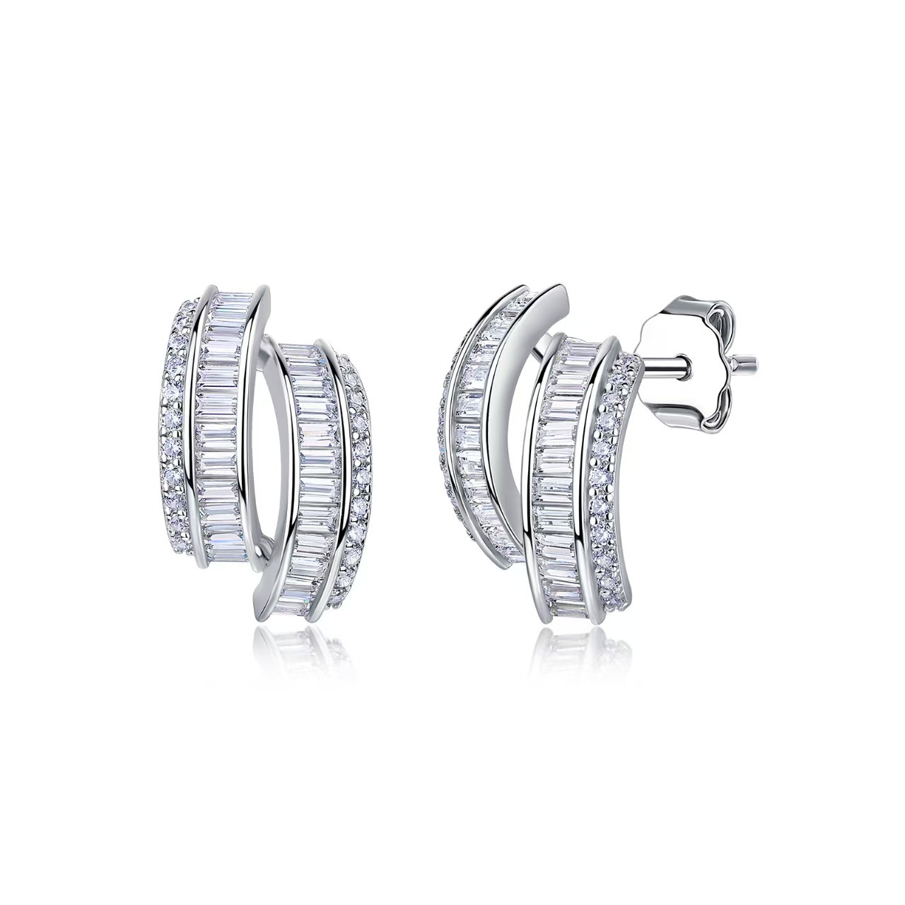 Baguette Moissanite Split Half-Hoop Earrings – 0.4ct DEW Each