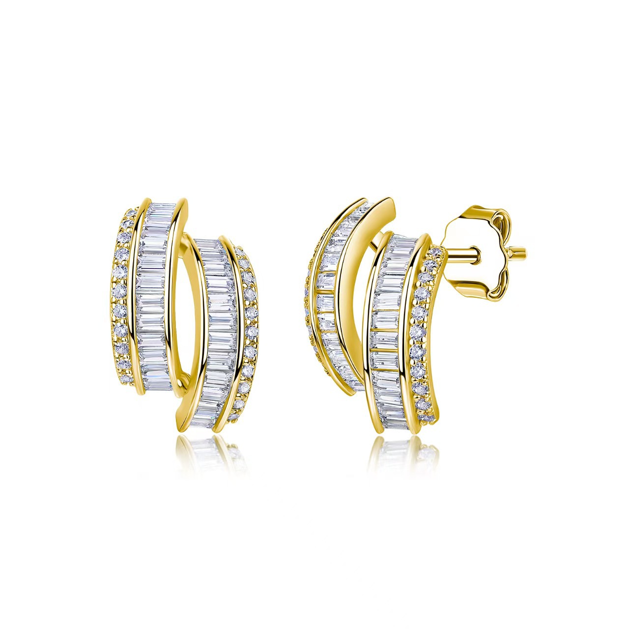 Baguette Moissanite Split Half-Hoop Earrings – 0.4ct DEW Each - alternate view