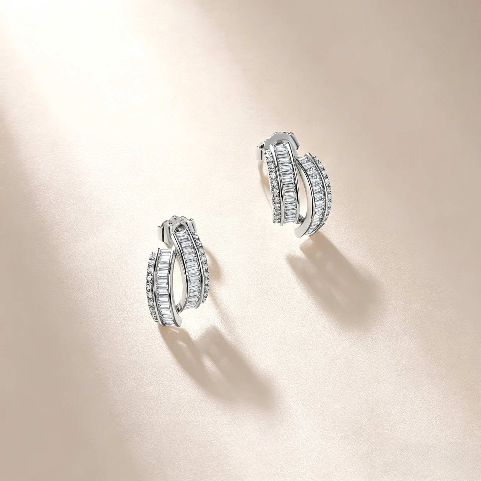 Baguette Moissanite Split Half-Hoop Earrings – 0.4ct DEW Each - Image 4