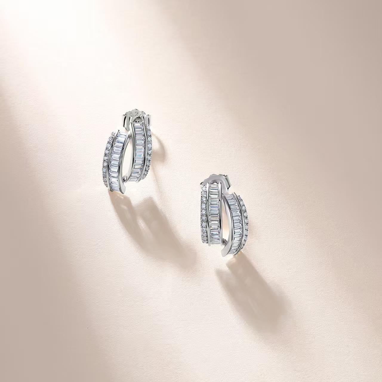 Baguette Moissanite Split Half-Hoop Earrings – 0.4ct DEW Each - Image 5