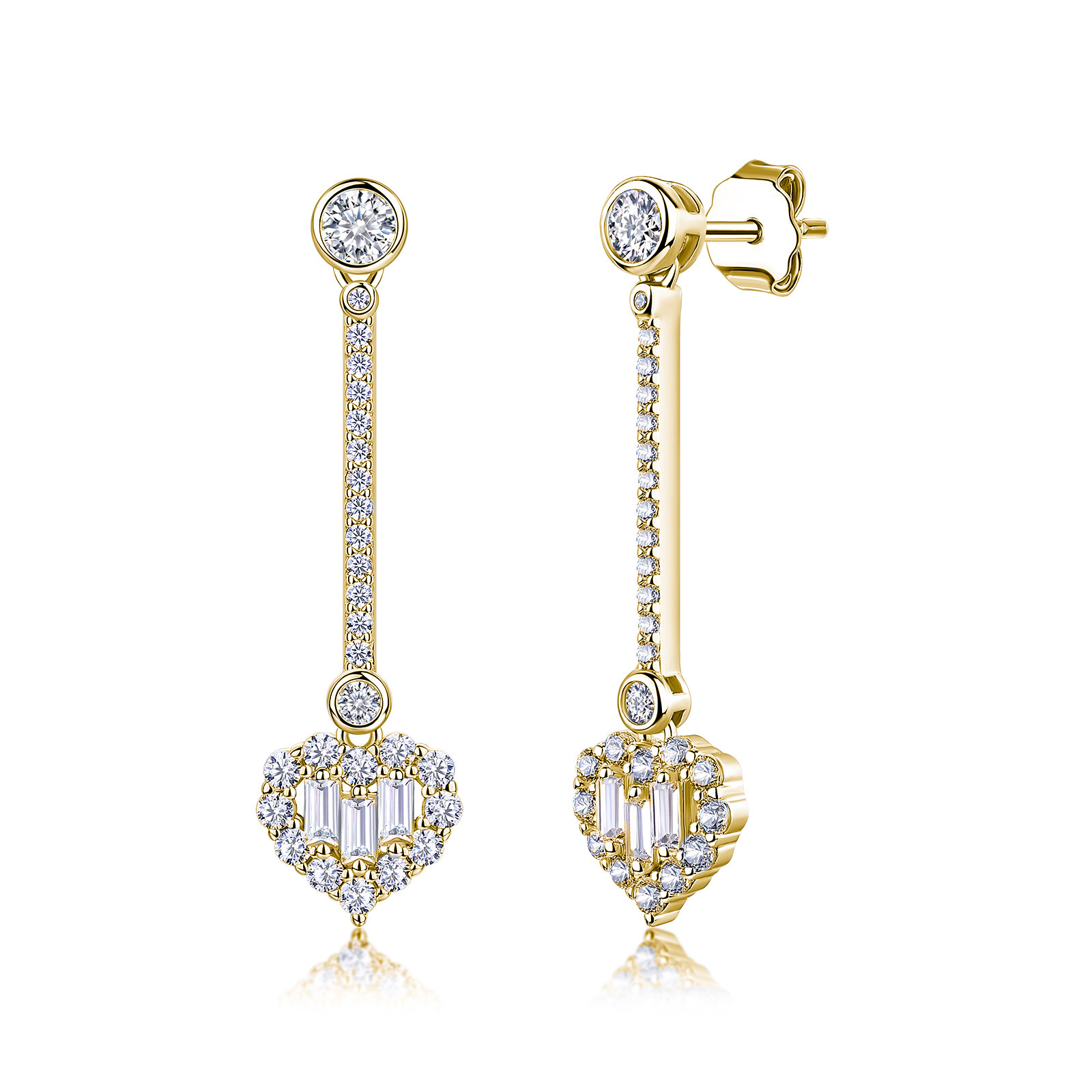 Heart Halo Moissanite Bar Drop Earrings – 0.65ct DEW Each - alternate view