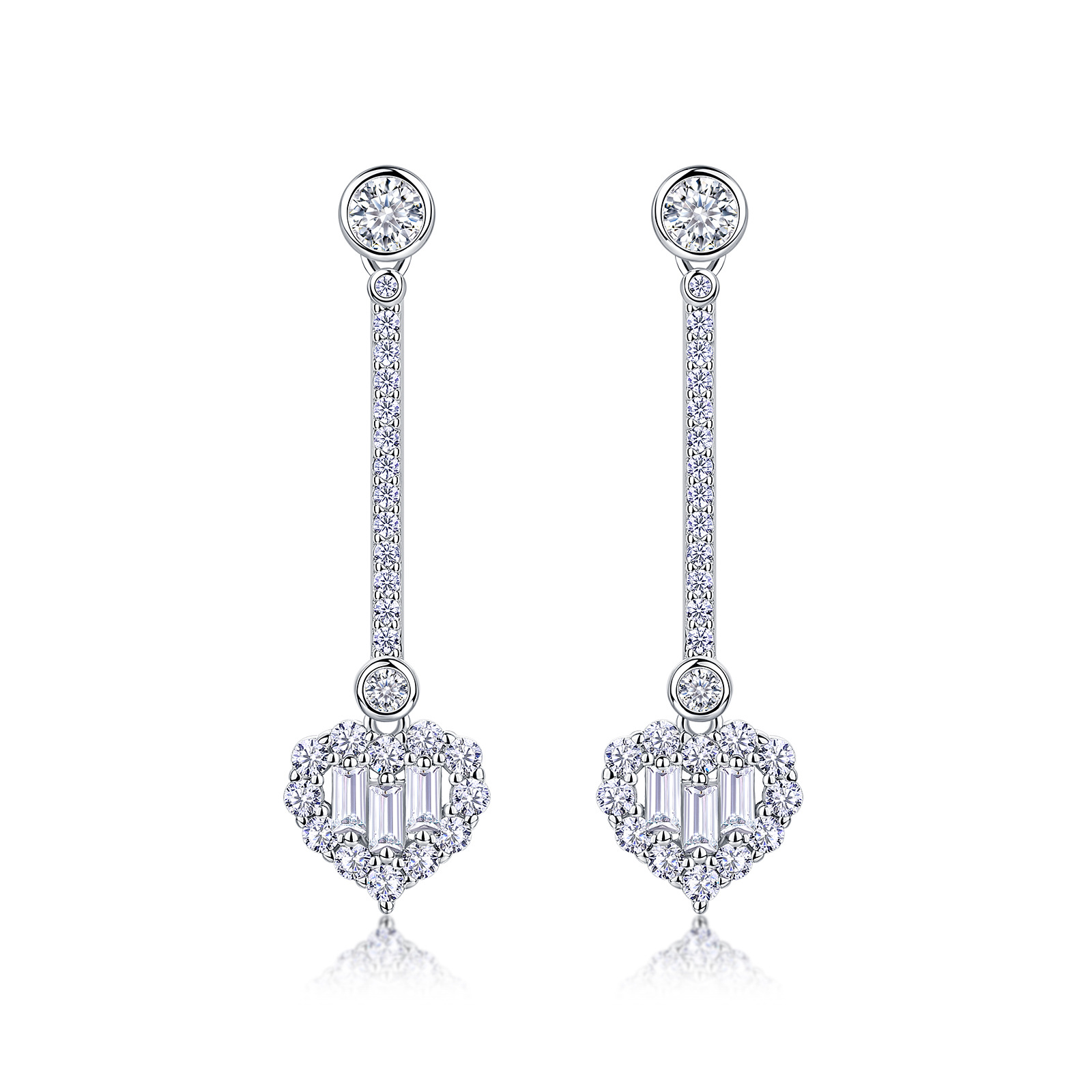 Heart Halo Moissanite Bar Drop Earrings – 0.65ct DEW Each - Image 7