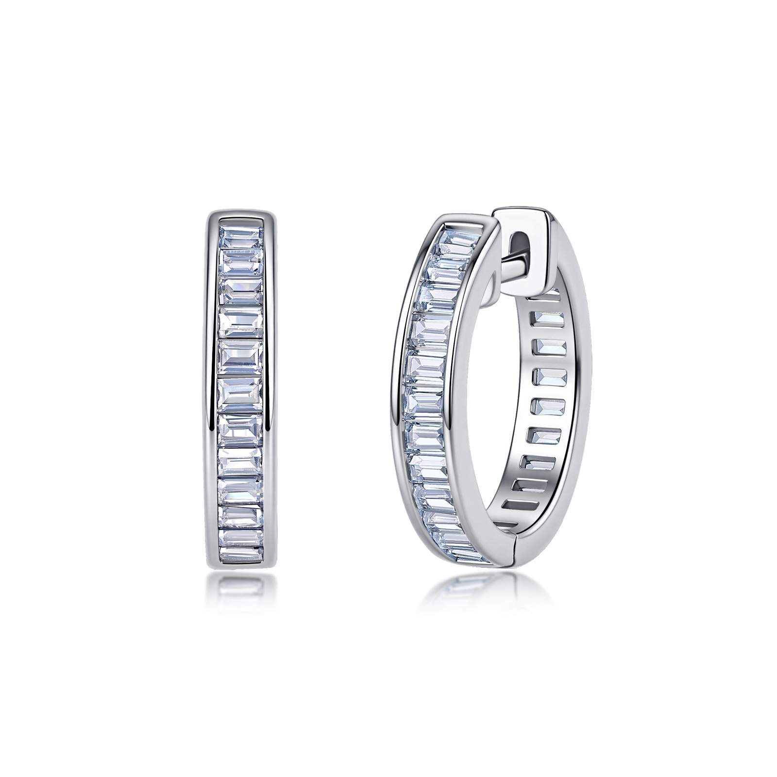 Baguette Moissanite Hoop Earrings – 1.35ct DEW Each