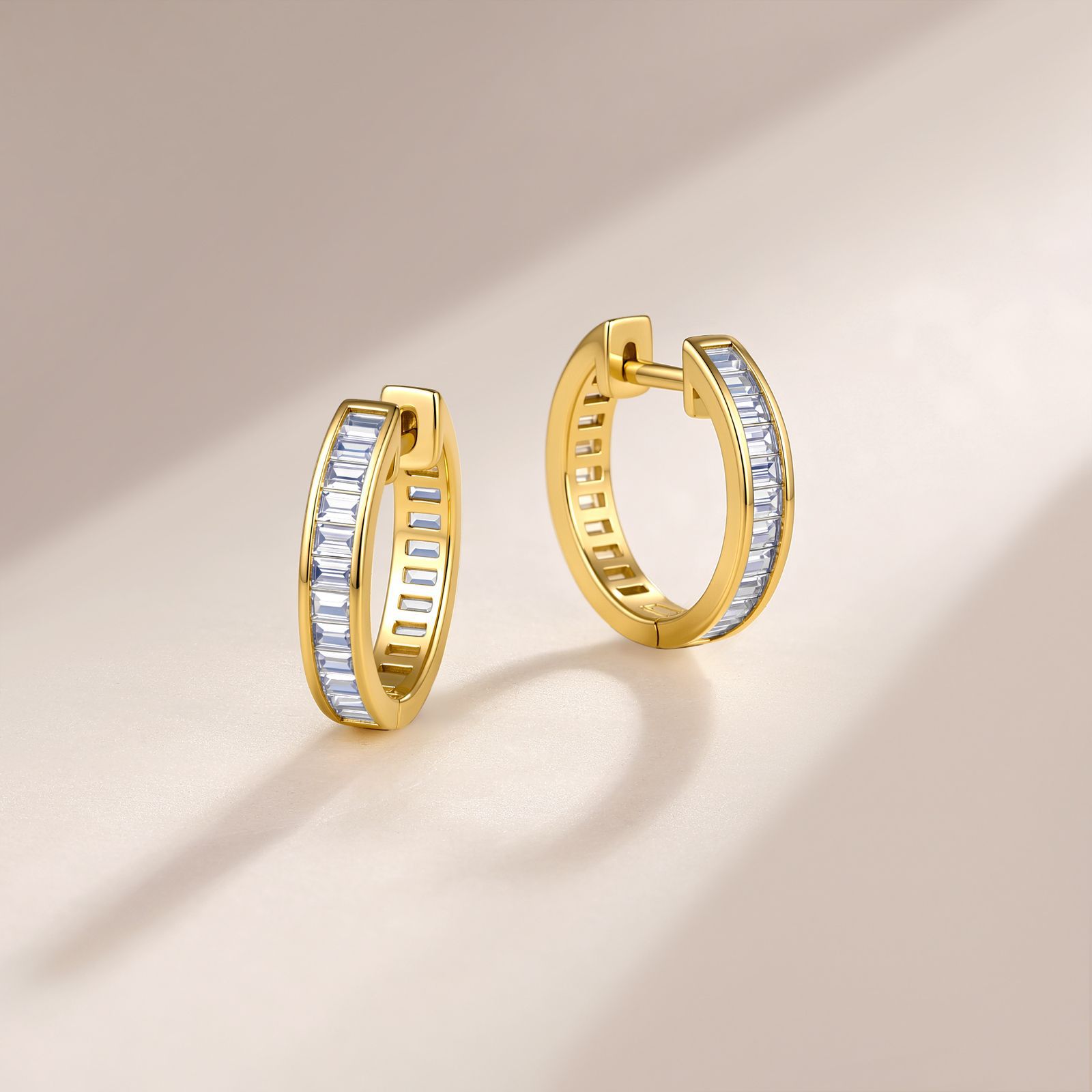 Baguette Moissanite Hoop Earrings – 1.35ct DEW Each - Image 4