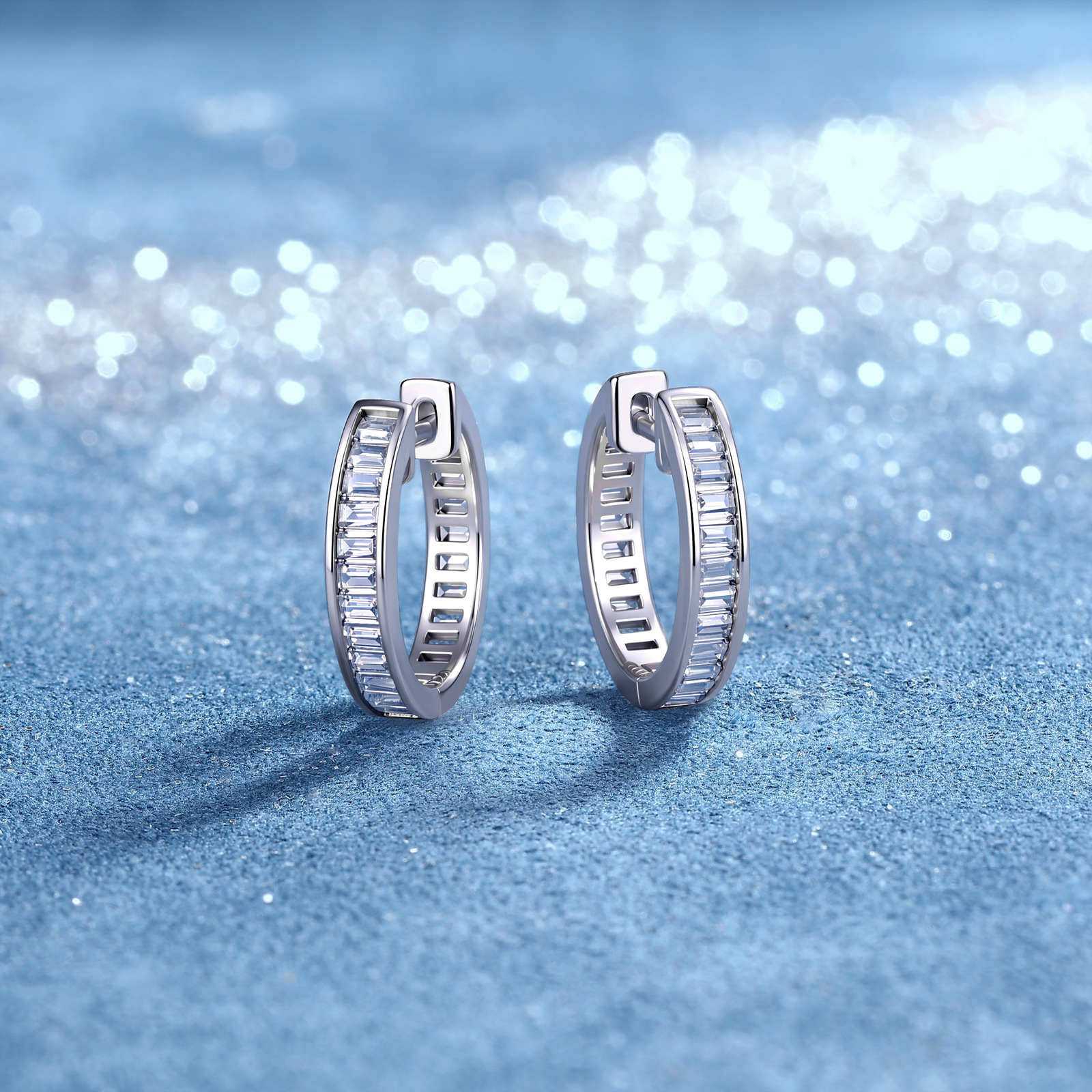 Baguette Moissanite Hoop Earrings – 1.35ct DEW Each - Image 5