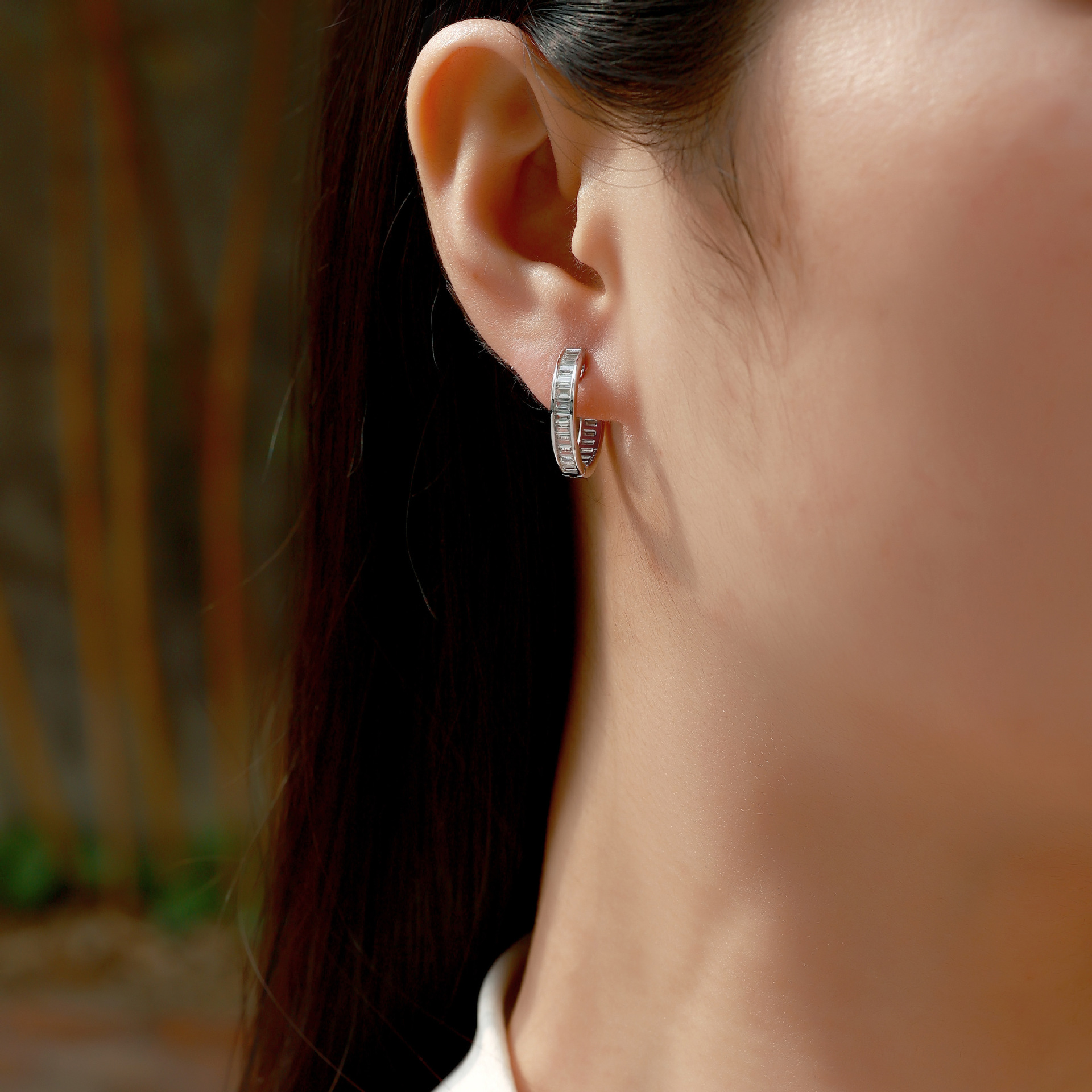 Baguette Moissanite Hoop Earrings – 1.35ct DEW Each - Image 6